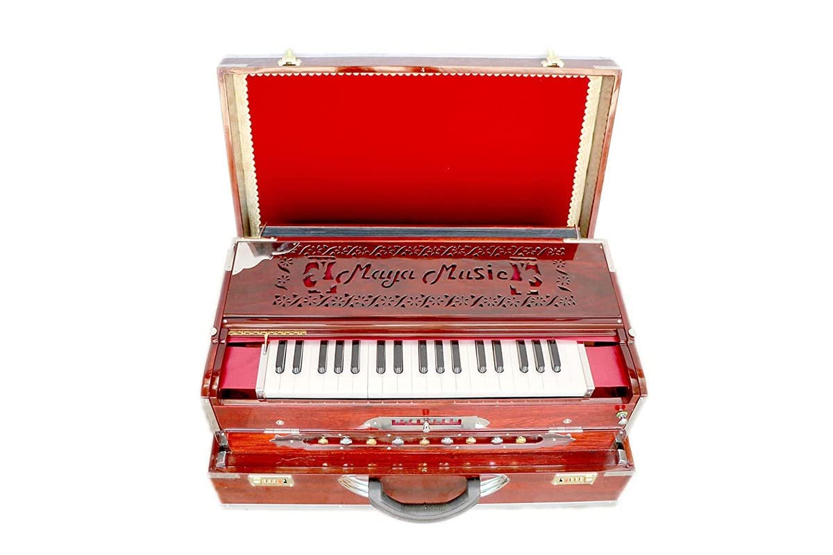 Maya Musicals 3 3/4 Octave 9 Scale Changer (with Coupler) Box Harmonium with 3 set of Classic Reeds of Ratilal - Jibonlal (MM/SC