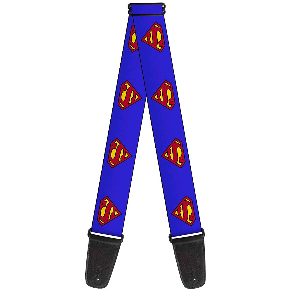 Dc Comics Guitar Strap, Superman Shield Blue, 2 Inches Wide