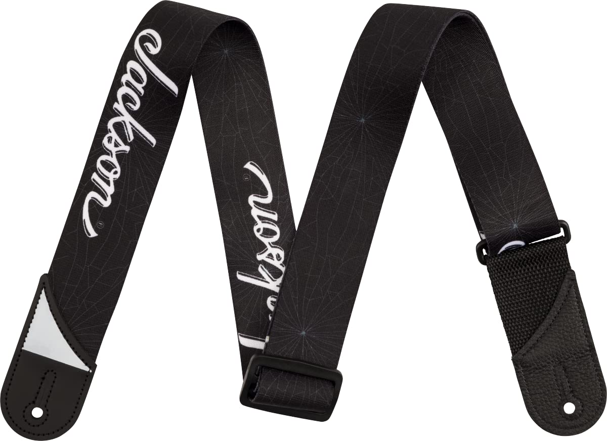 Jackson White Logo Strap, Guitar Accessories, Black, 2in