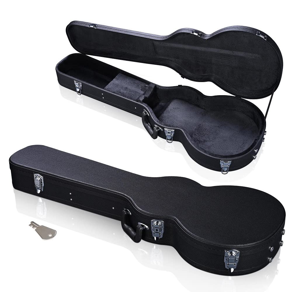 ZeHuoGe Electric Guitar Hard Case Electric Guitar Wooden Hard Shell Lockable Black (Black for Electric LP Guitar)