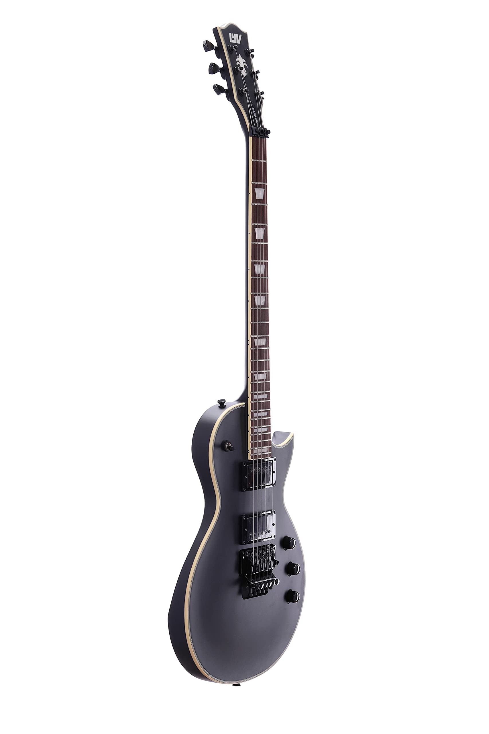 IYV 6 String IYV-ILP-400FR Solid Body wilth Floyld Rose Tremelo Electric Guitar, Satin Black, Right, (ILP-400FR)