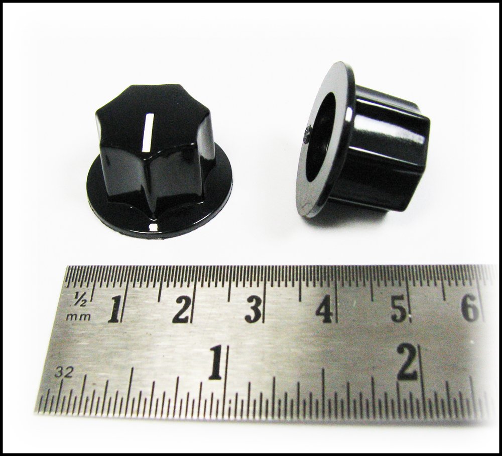 2-pack Guitar Potentiometer Knobs: Black ''Top Hat'' with Set Screw