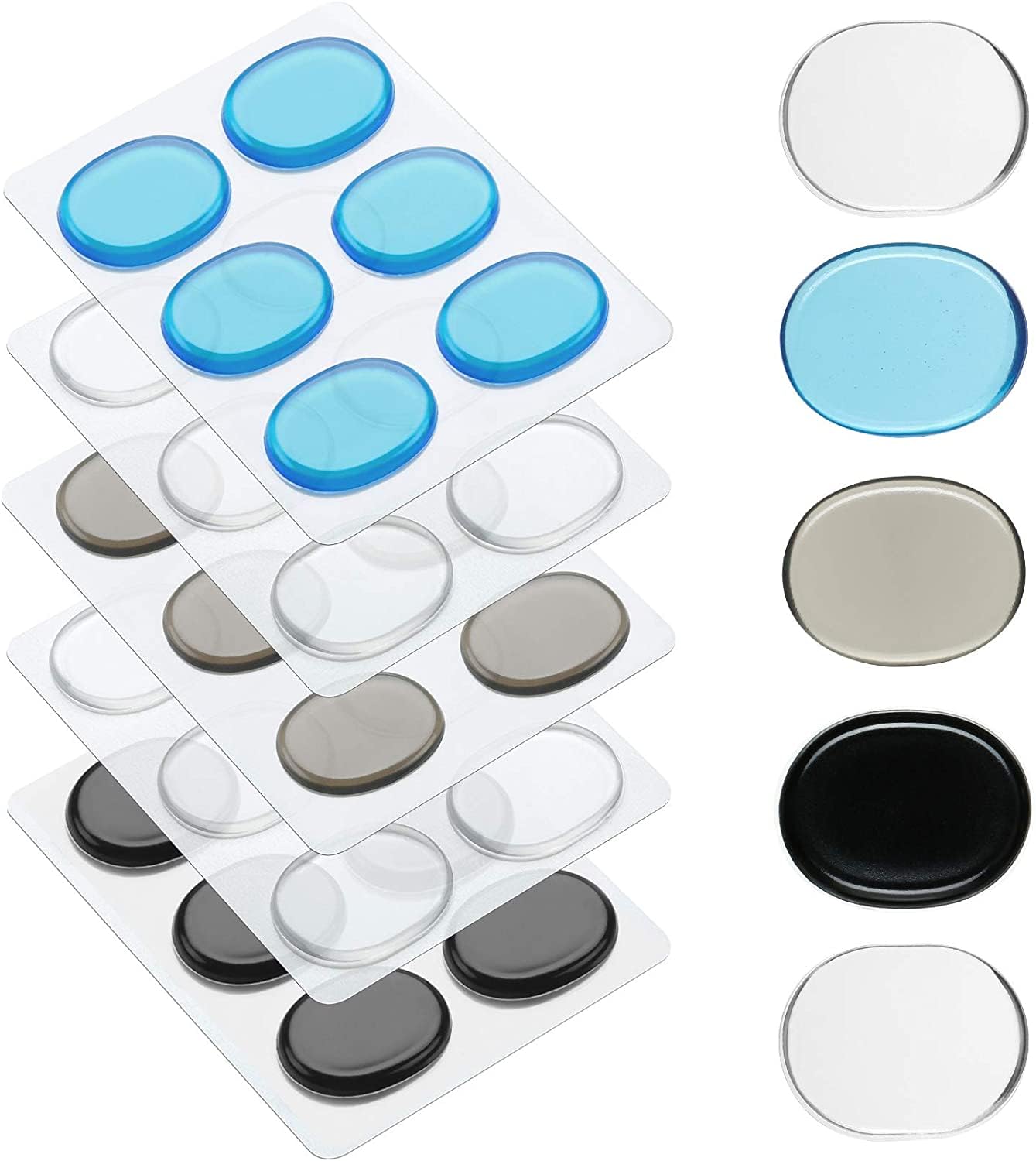 Fiada 30 Pieces Drum Dampeners Gels Silicone Gel Pads Soft Drum Dampeners for Cymbals Tone Control(Transparent White, Black, Blu