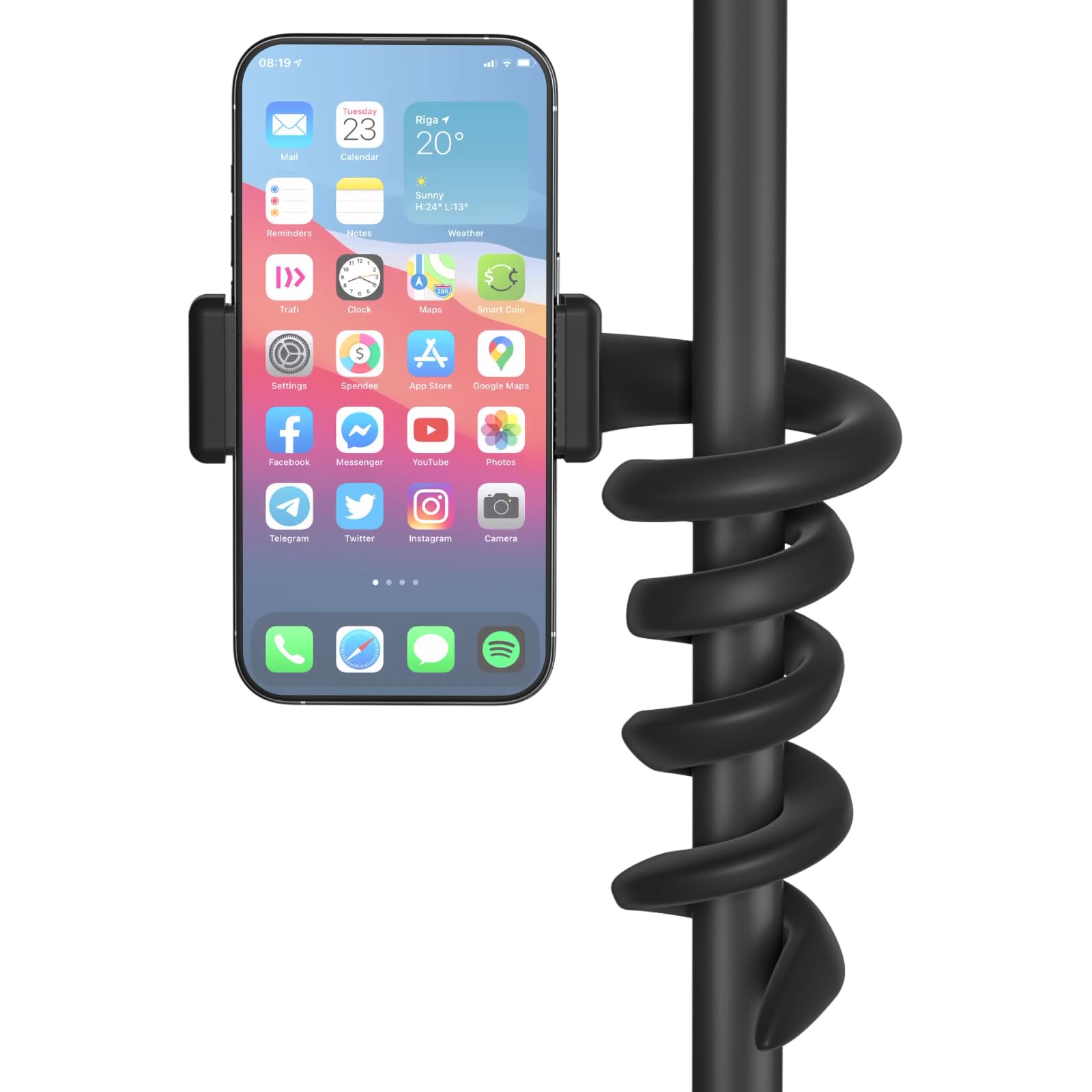 Universal Mic Stand Phone Holder for Microphone Stand Fits Most 3.5 - 7.5 Smartphones - Flexible Cell Phone Holder for Mic Stand