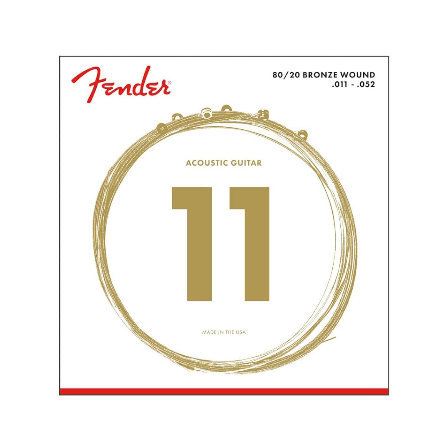 Fender 80/20 Bronze Acousitc Guitar Strings, Ball End, 70Cl .011-.052
