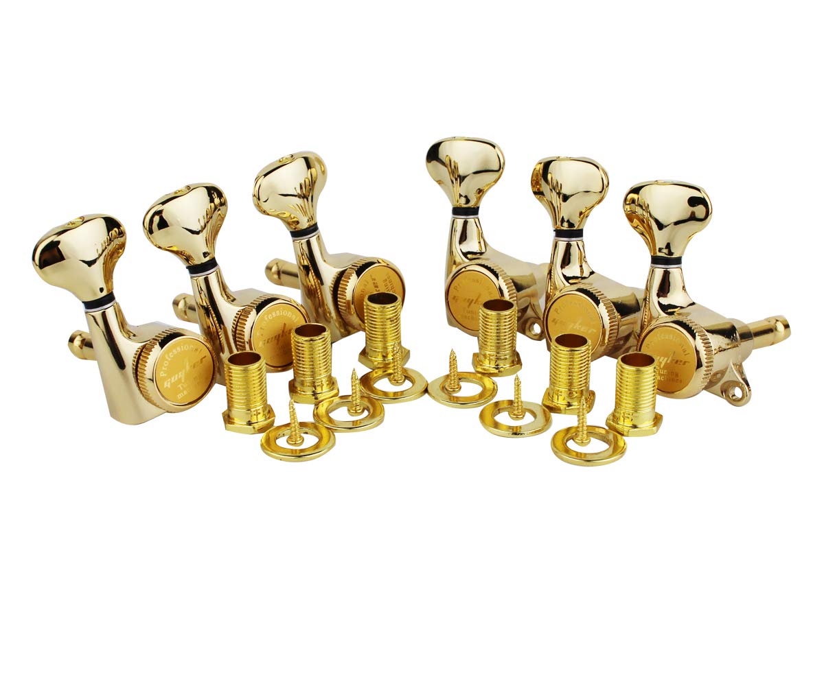 Guyker 6Pcs Guitar Locking Tuners (6 Right Handed) - 1:18 Ratio Lock String Tuning Key Pegs Machine Heads Set Replacement For Lp