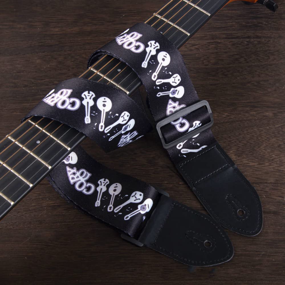 2 pcs Guitar Strap Electric Guitar Straps with Leather Ends Adjustable Classical Suitable For Electric, Bass& Acoustic Guitars.(
