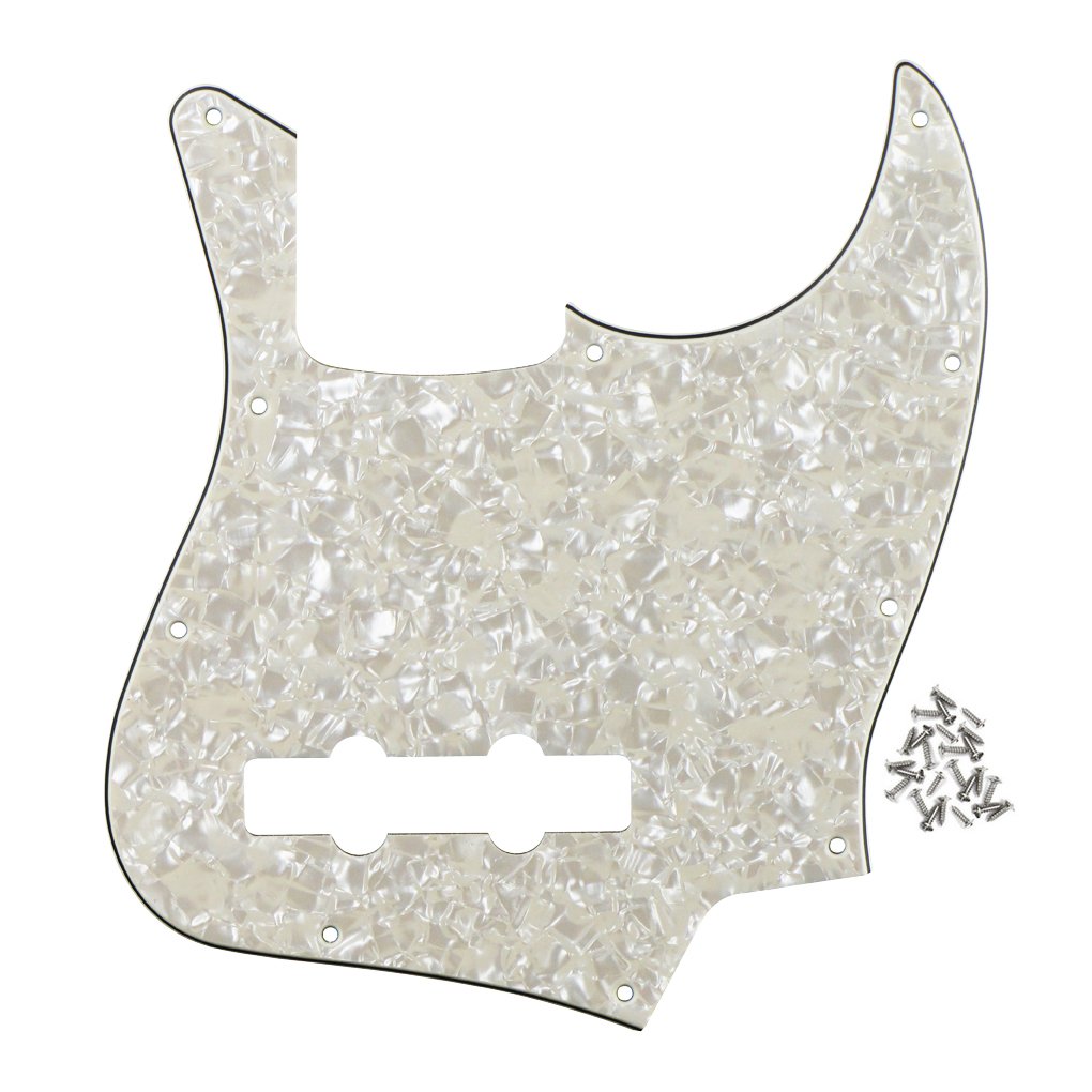 FLEOR 10 Hole Jazz Bass Pickguard Scratch Plate Pick Guards for 4 Strings American/Mexican Standard Jazz Bass Part, 4Ply Aged Pe