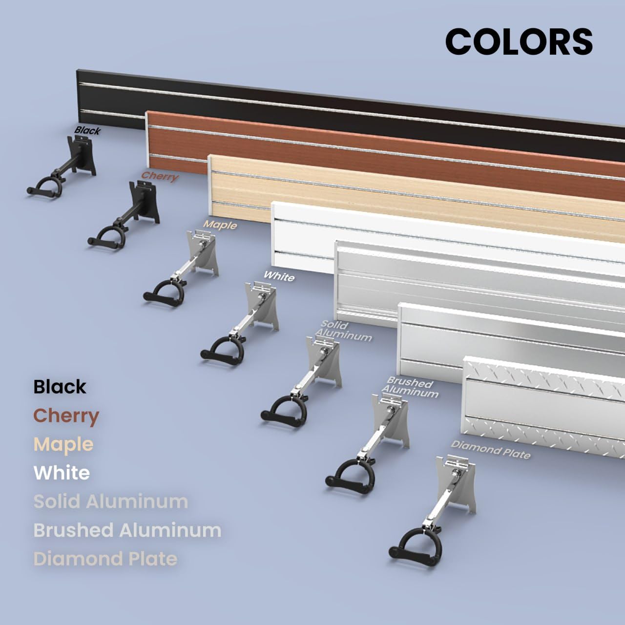 DLDIRECT Multiple Wall Mount with 7 Guitar Holder Locking System, 48-Inch White Hanger for Guitars and Ukuleles