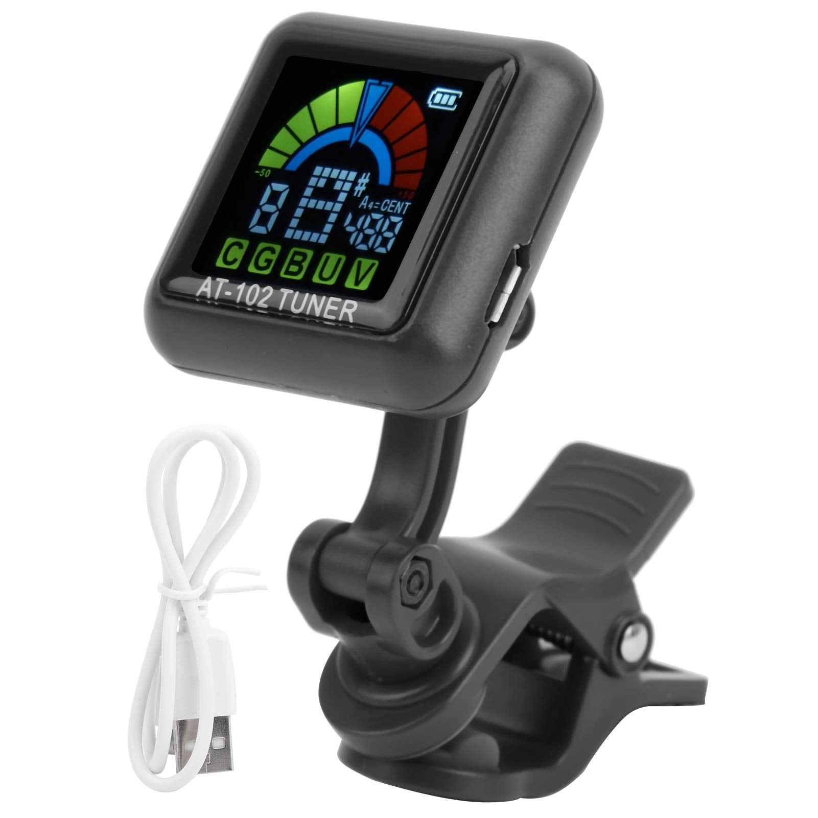 Guitar Tuner, Violin Tuner Aroma Guitar Clip-on Tuner USB Rechargeable Built-in Battery Violin Ukulele Tuner AT-102 with Color S