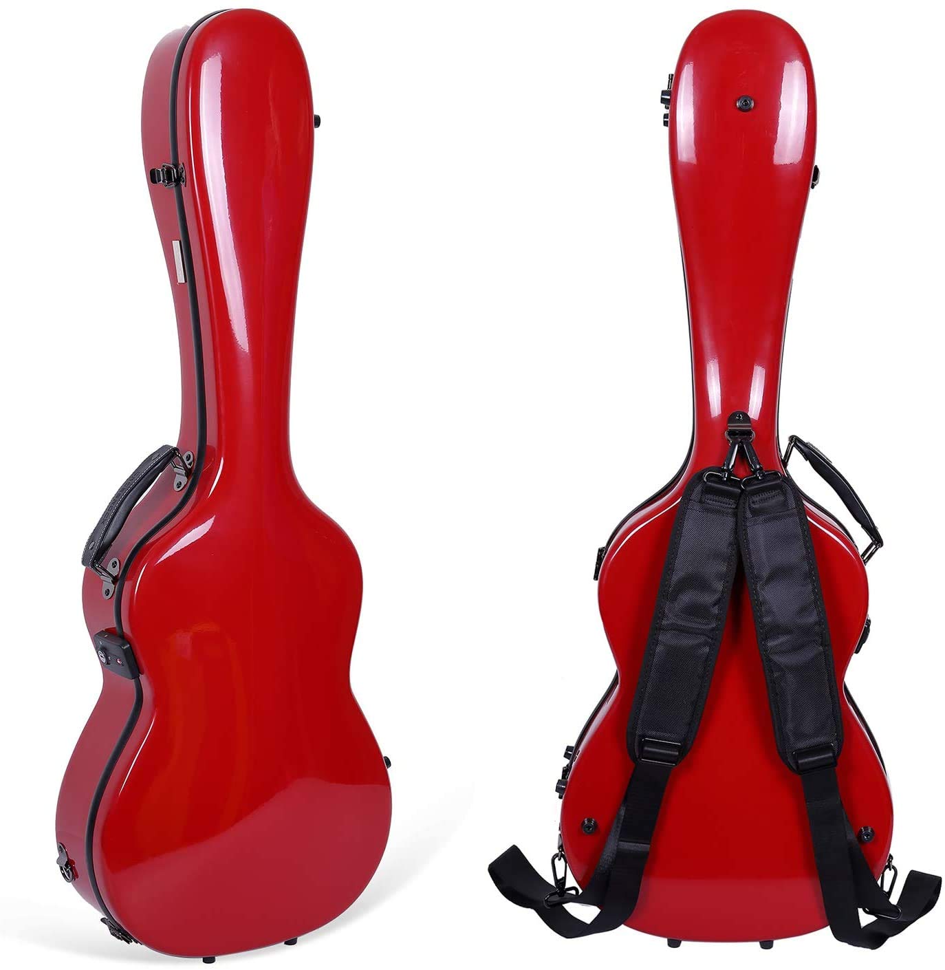 Crossrock Fiberglass Hardshell Backpack Style Red 3/4 Classical Guitar Case