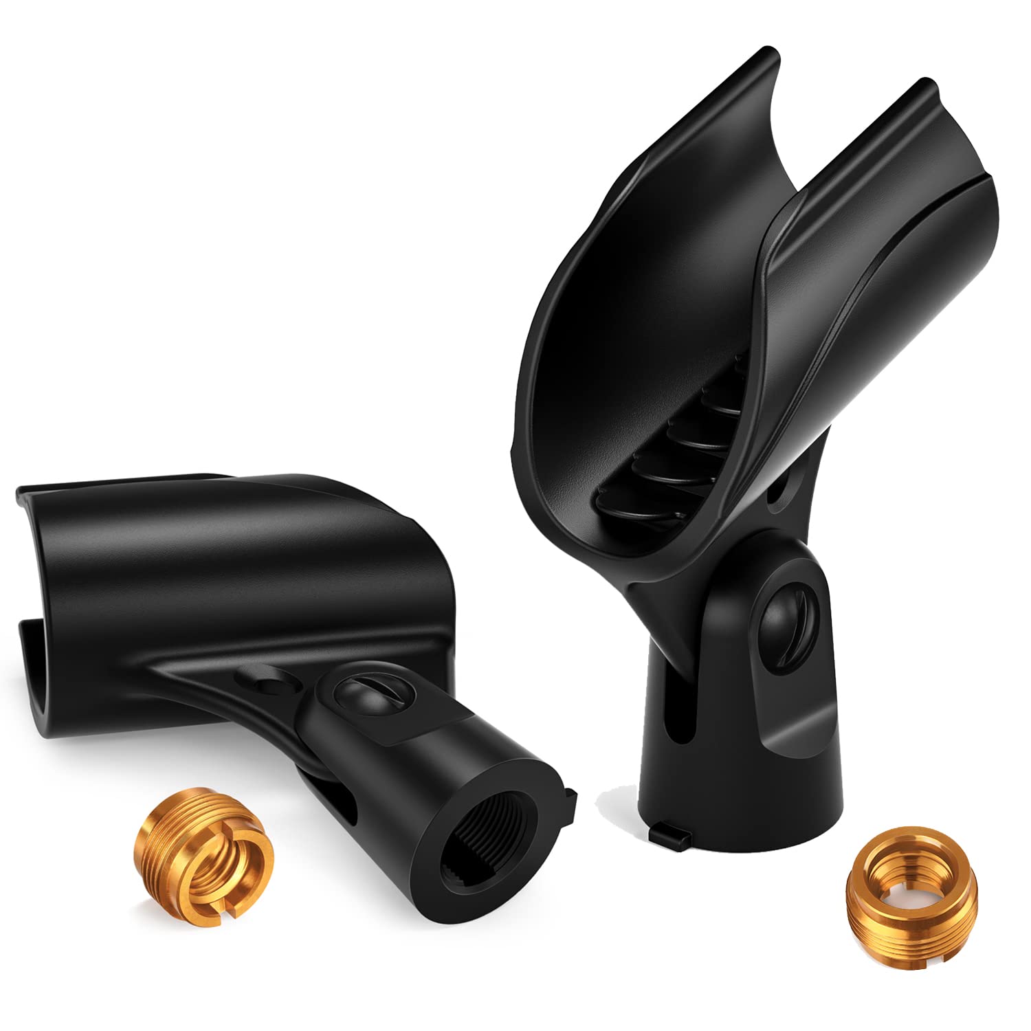 Moukey Microphone Mic Clip Holder for Mic Stand with 5/8 Male to 3/8 Female Adapter, 2-pack