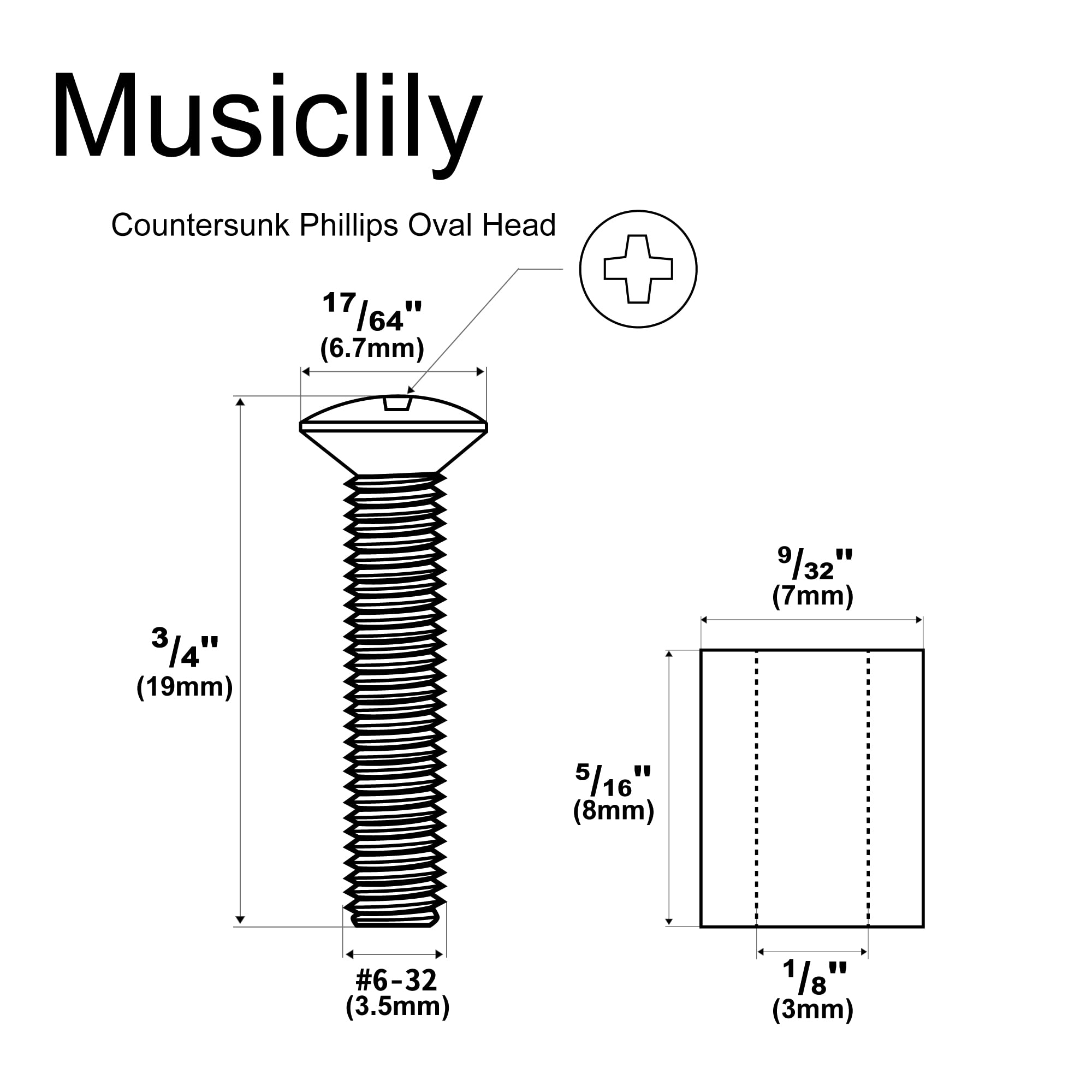 Musiclily Ultra UNC#6-32X3/4 Inch Stainless Steel Single Coil Pickup Mounting Screws and Rubber Tubing Set for USA/Mexico Fender