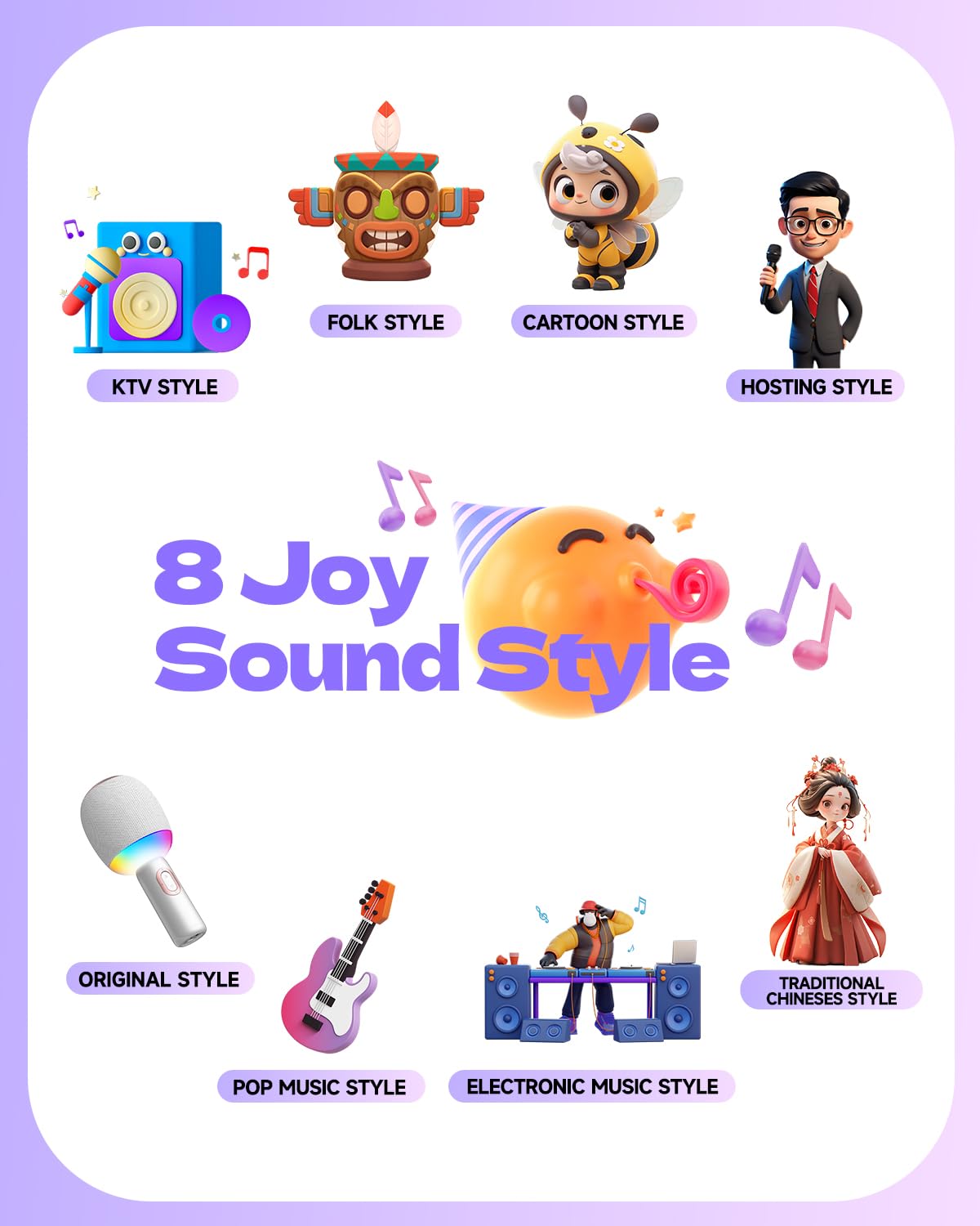 Wireless Bluetooth karaoke Microphone, 5-in-1 Portable Handheld Microphone for iPhone, Karaoke Microfono with Dynamic Lights for