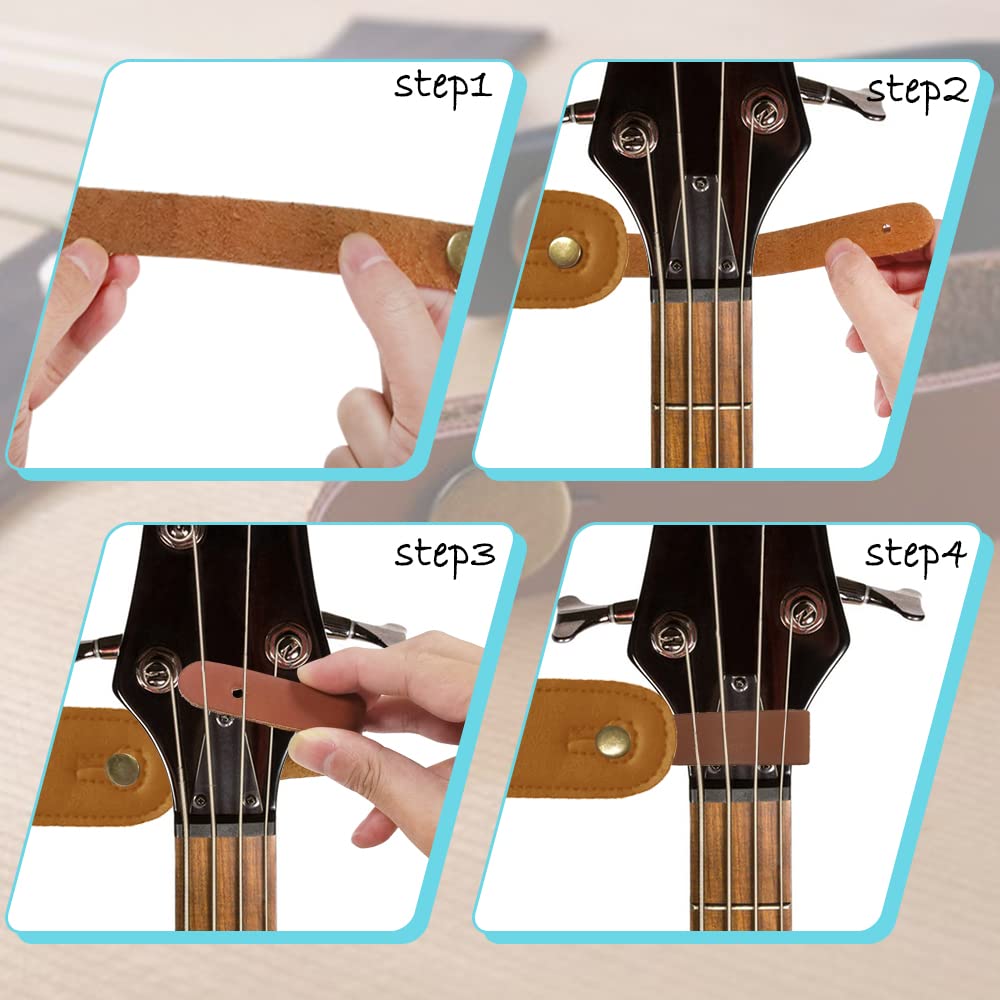 SourceTon 6 Pieces Guitar Strap Button and 3 Pieces Guitar Strap Locks, Leather Guitar Neck Strap Button, Guitar Strap String, G