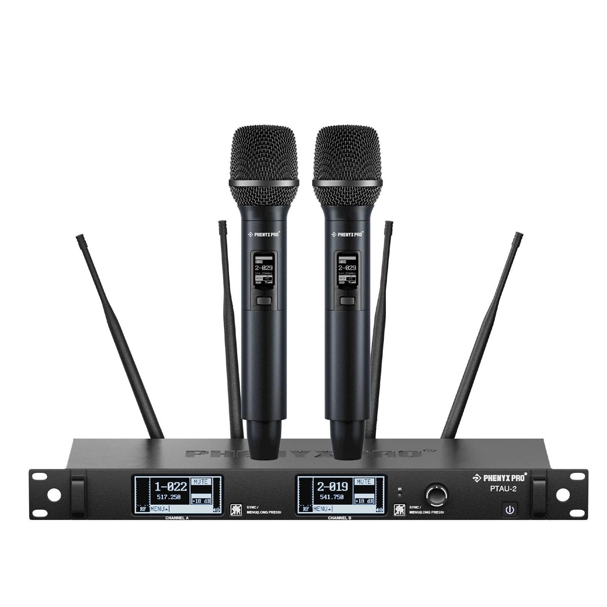 Phenyx Pro Dual-Channel Wireless Microphone System, Dynamic Mics W/Id Lock, Tunable Power Level, Auto Scan, Spectrum Analyzer, T
