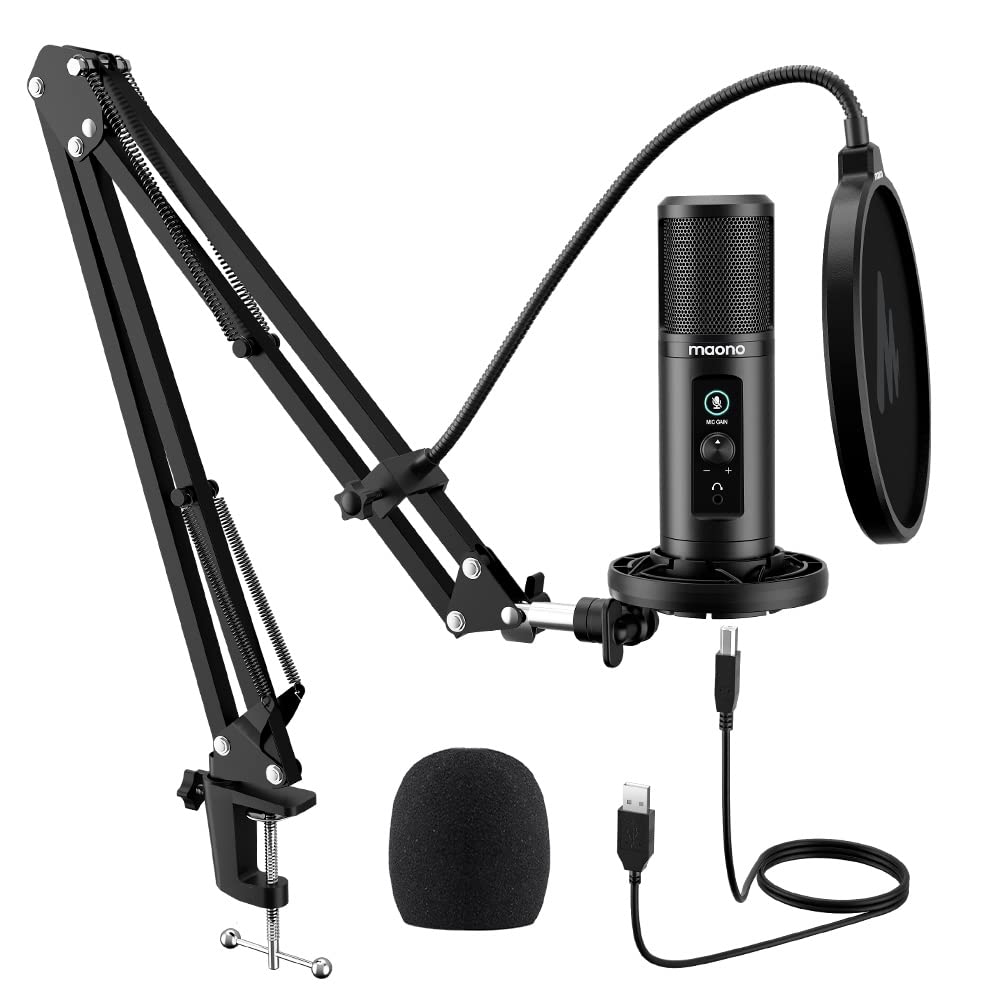 MAONO Au-Pm422 Podcast USB Microphone With Zero Latency Monitoring,192Khz/24Bit Professional Cardioid Condenser Mic With Touch M