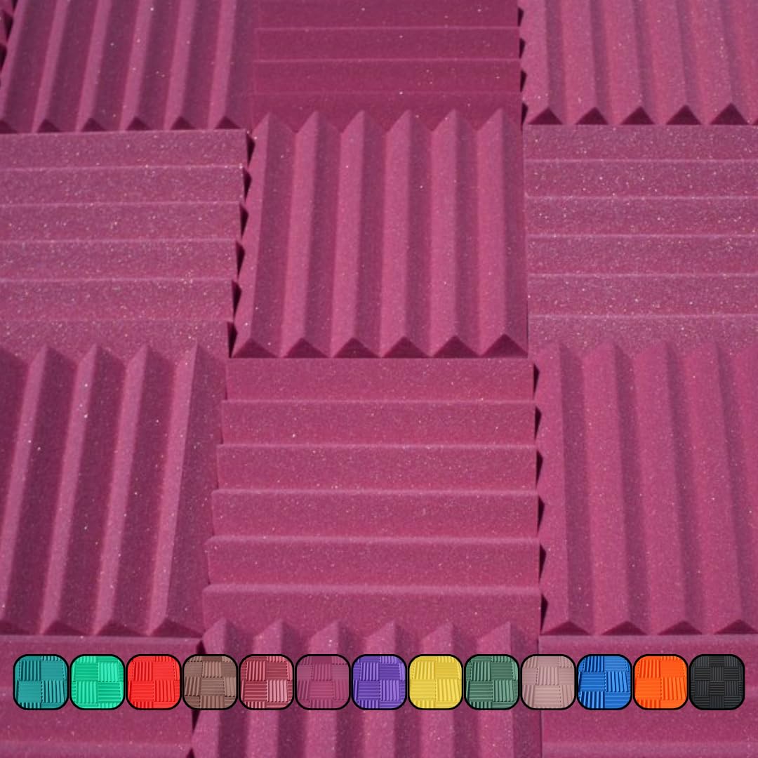 Soundproofing Acoustic Studio Foam - Plum Color - Wedge Style Panels 12   X12   X2    Tiles - 4 Pack