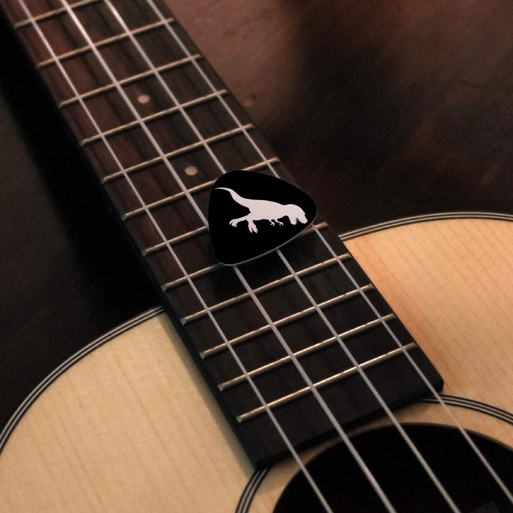 Dinosaur Tyrannosaurus Rex Black White Novelty Guitar Picks Medium Gauge - Set of 6
