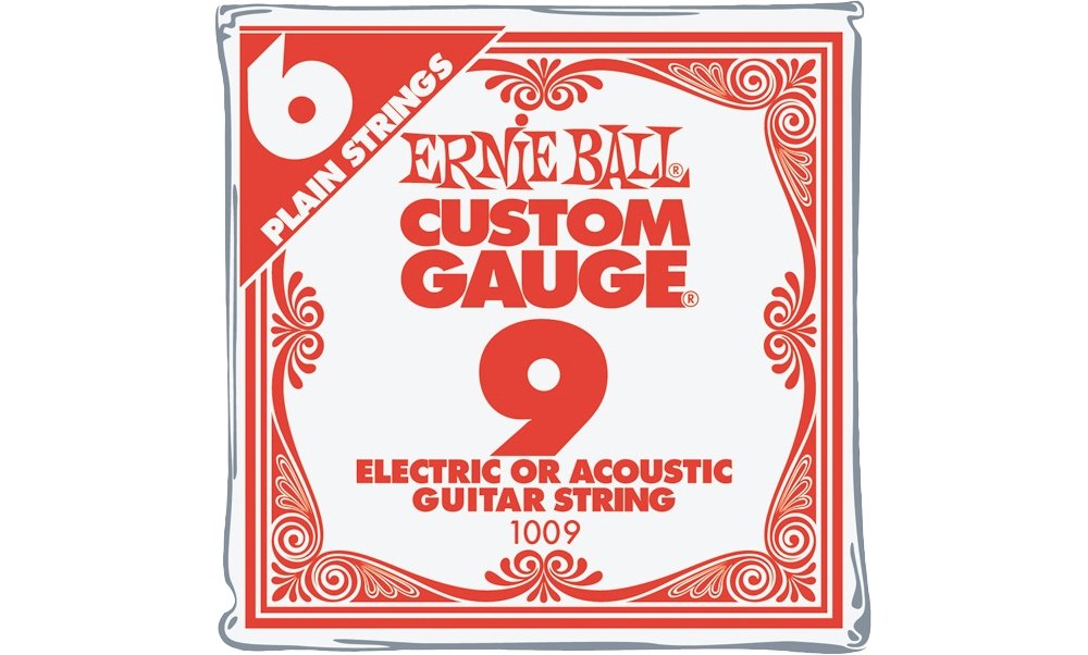 Ernie Ball Nickel Plain Single Guitar String .009 6-Pack