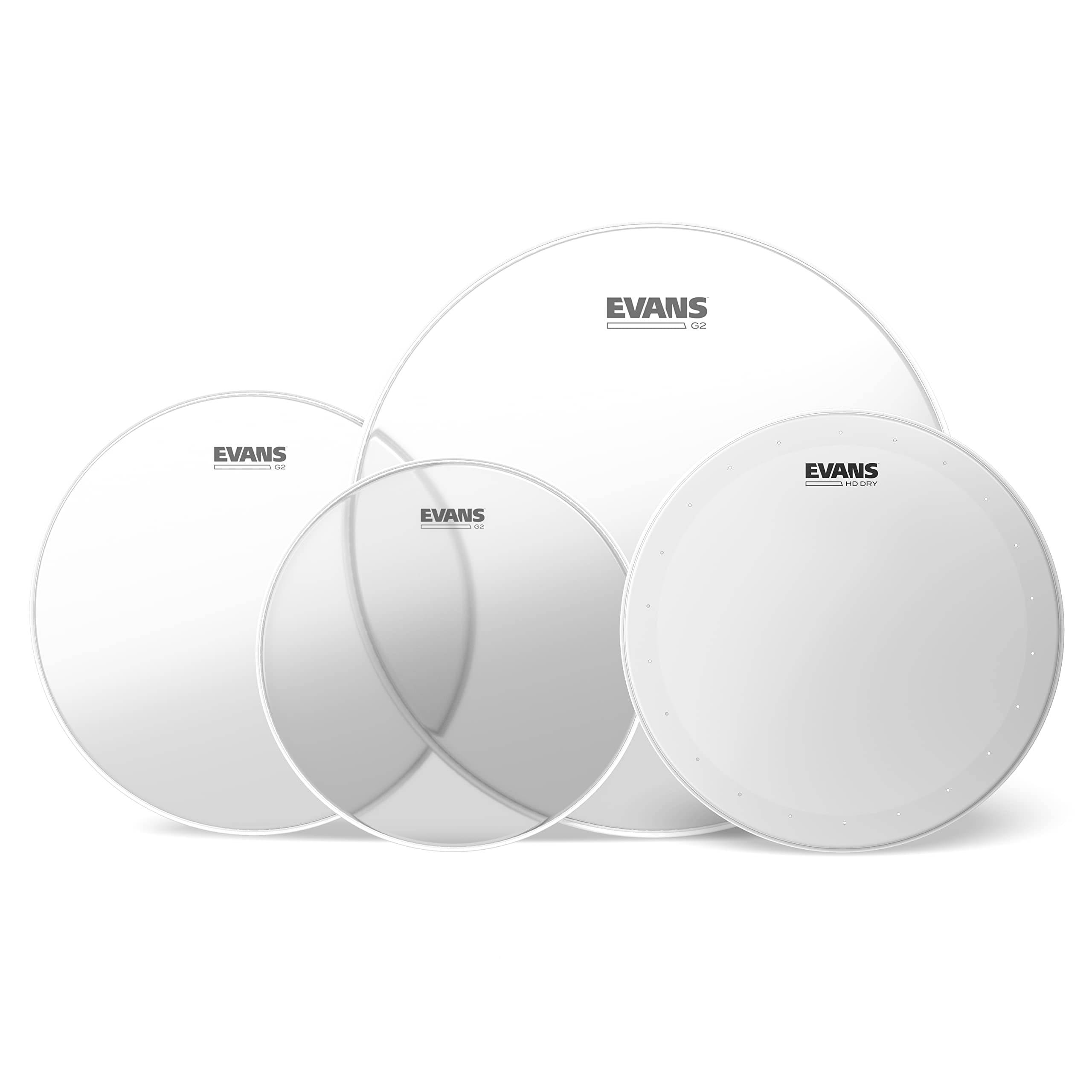 Evans Drum Heads - G2 Clear Standard Pack (12, 13, 16) with 14 HD Dry Snare Batter