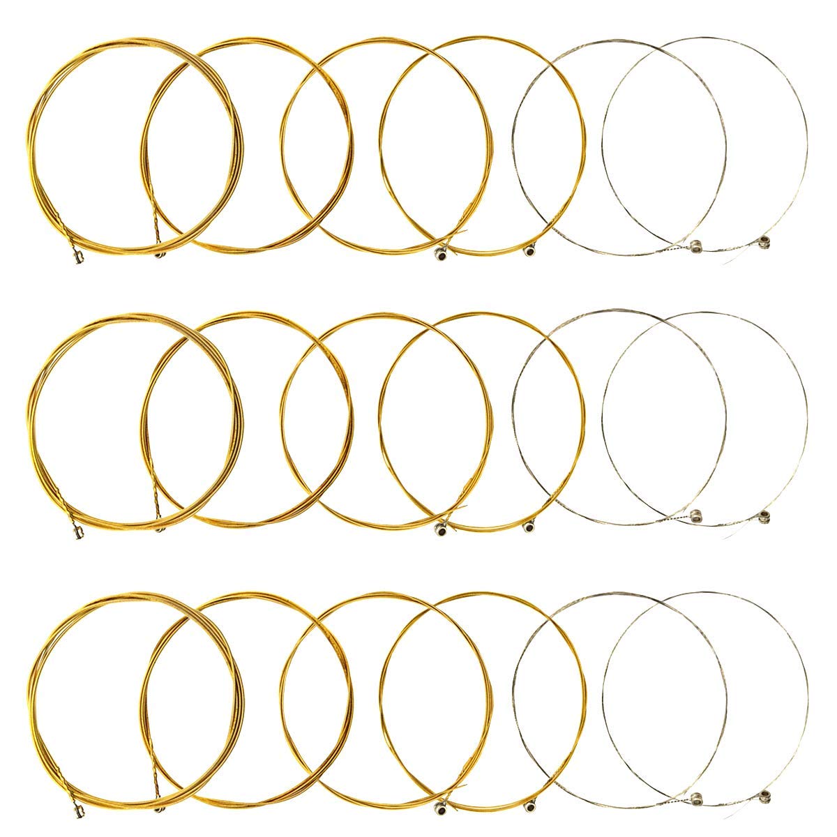 Jysun Acoustic Guitar Strings 3 Full Sets With Stainless Steel Core Phosphorus Bronze Wound Nickel-Plated Bead Head Including E-