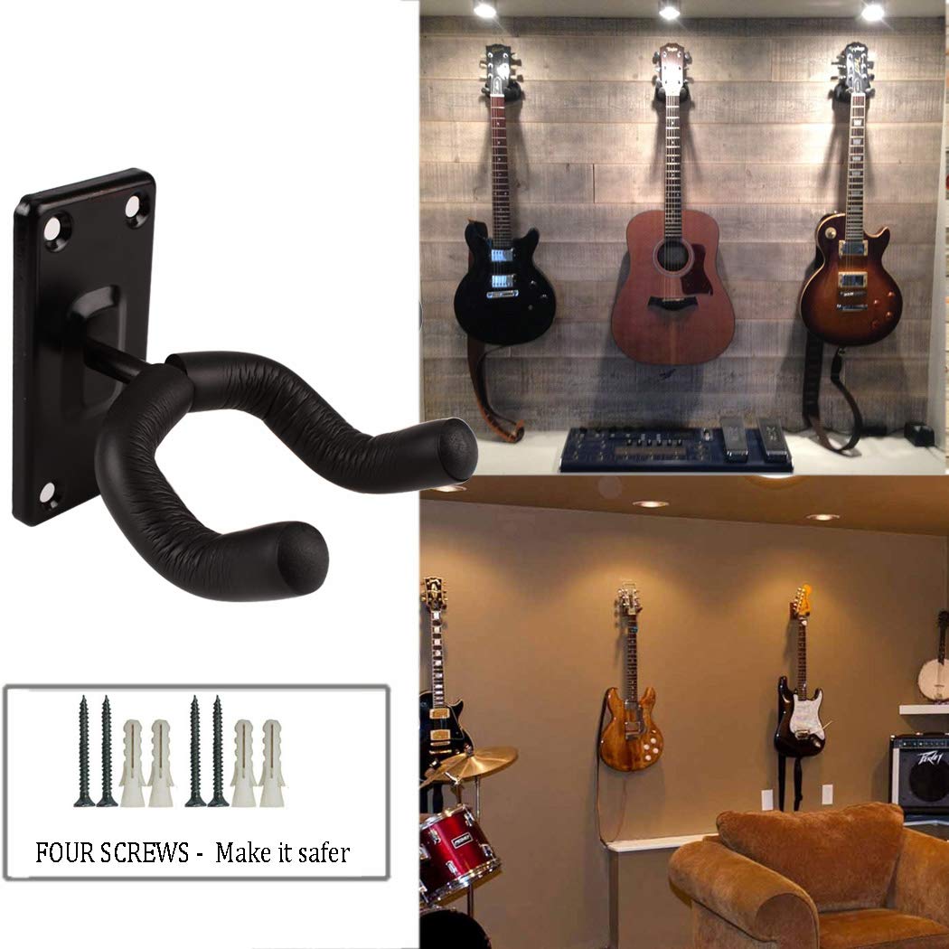 Guitar Wall Mount Hanger,Guitar Hangers,Guitar Wall Hook Black hooks Metal Guitar Holder