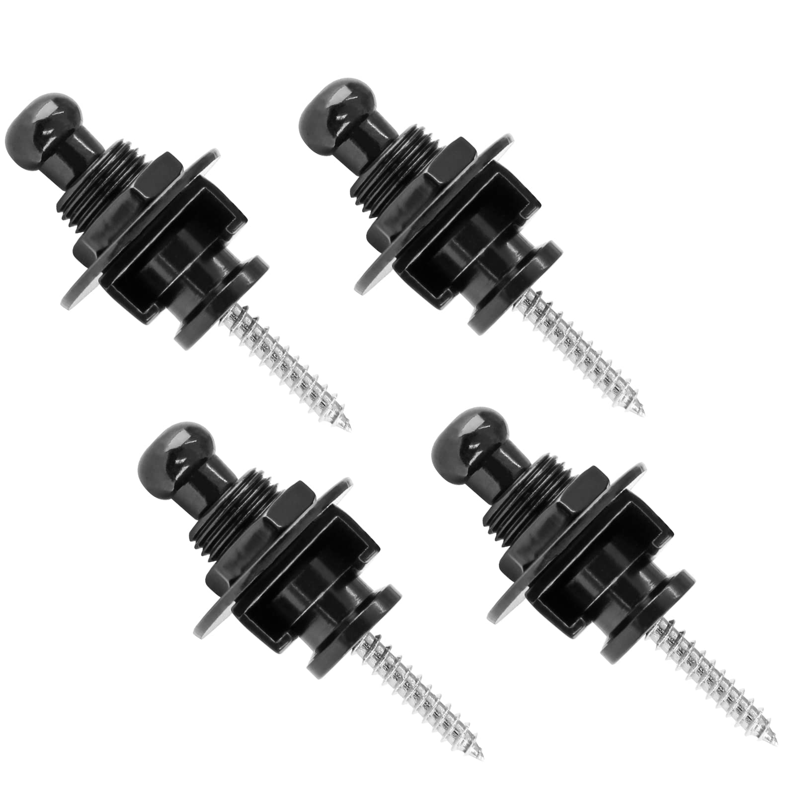 Lifcratms 4Pcs Guitar Strap Locks, Black Security Straplocks Buttons Strap Quick Release Retainer System, Metal Strap Lock Set F