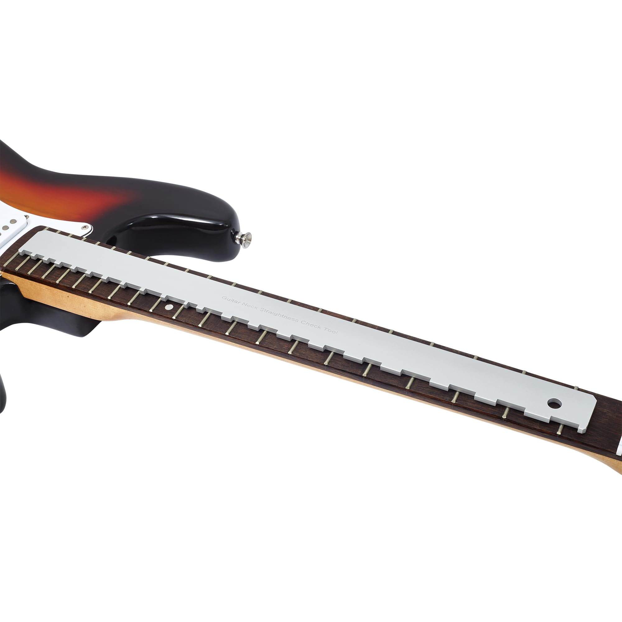 Frautron Guitar Neck Notched Straight Edge, 4mm Thick Aluminum Guitar Neck Maintenance Setup Tool, Pro Luthiers Repair Tool for