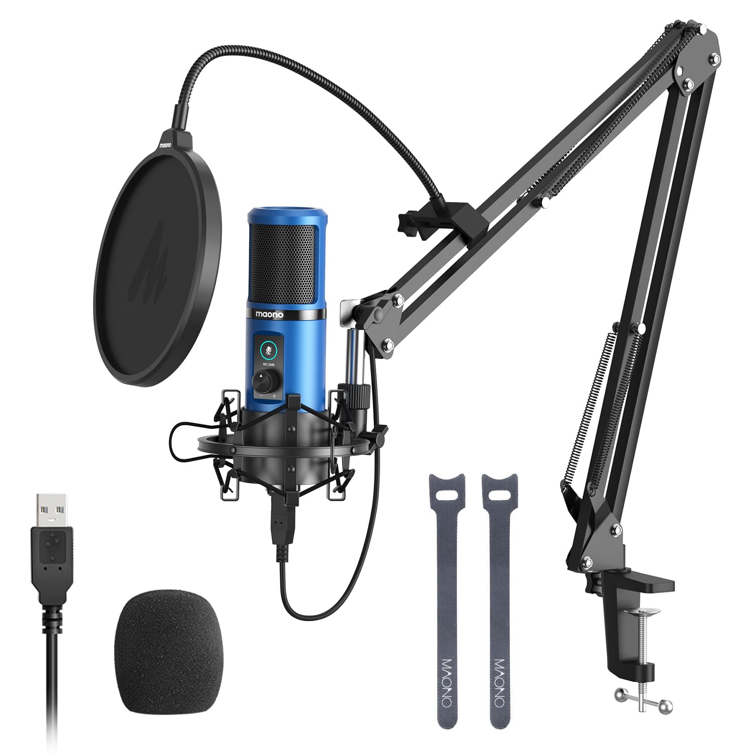 Maono Condenser Usb Microphone, Professional Studio Recording Mic With 1-Touch Mute And Mic Gain Knob For Pc, Singing, Podcast, 