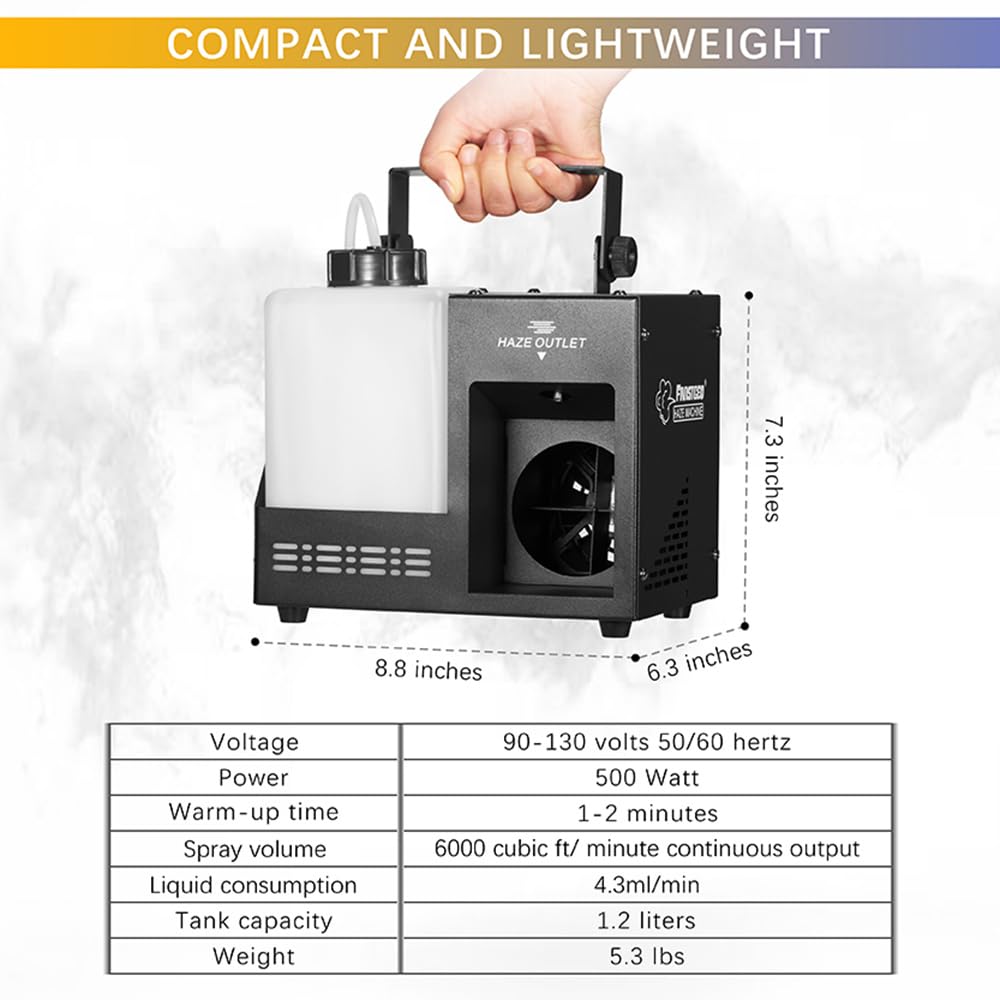 Haze Machine, Continuous Fog Machine with Wireless Remote Timer and DMX, Enhances the Light Show, Perfect for DJ Clubs, Stages,