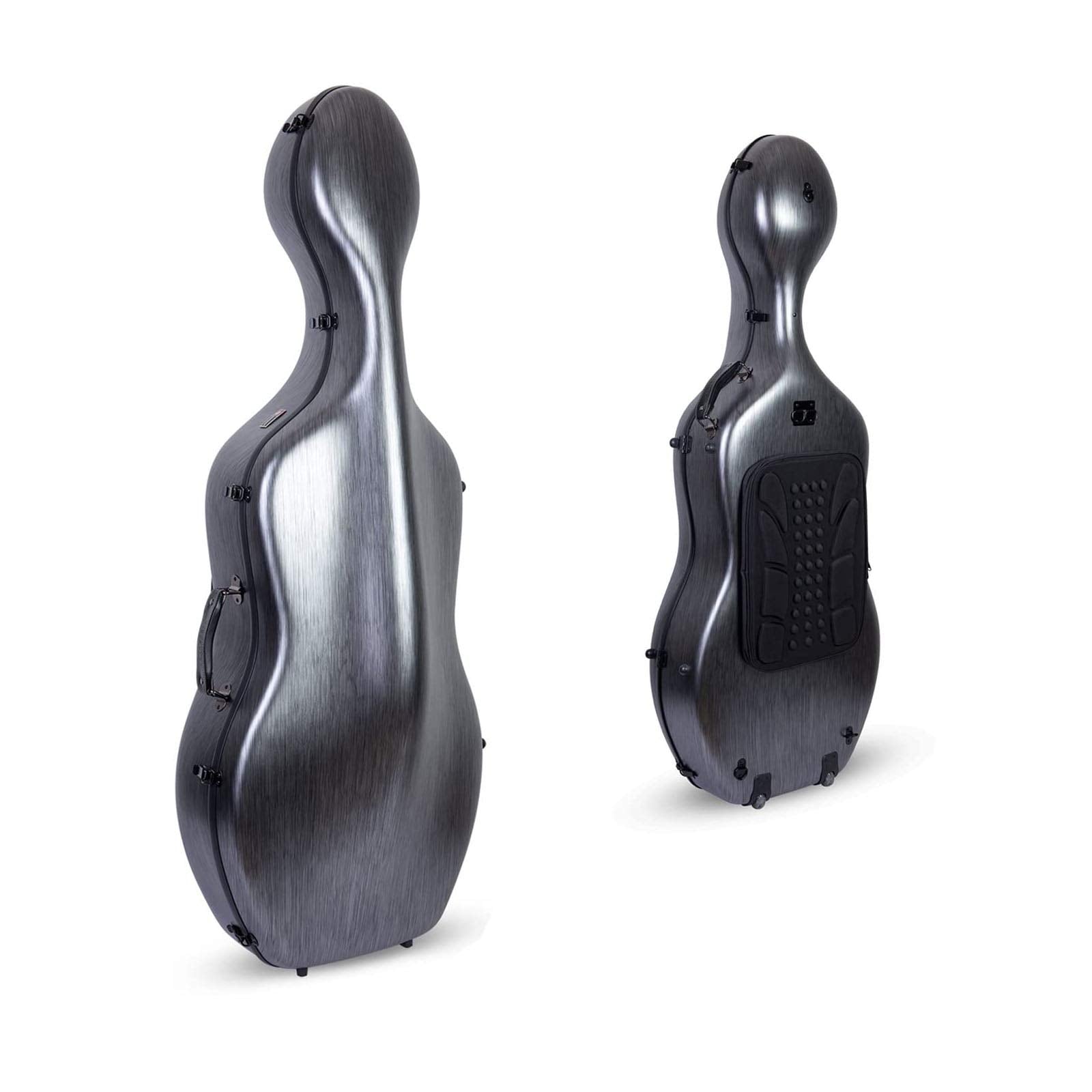 Crossrock Poly Carbon Cello Case for 4/4 Full-Size | Matte Black Finish, Wheels, Lightweight & Durable - Best for School Orchest
