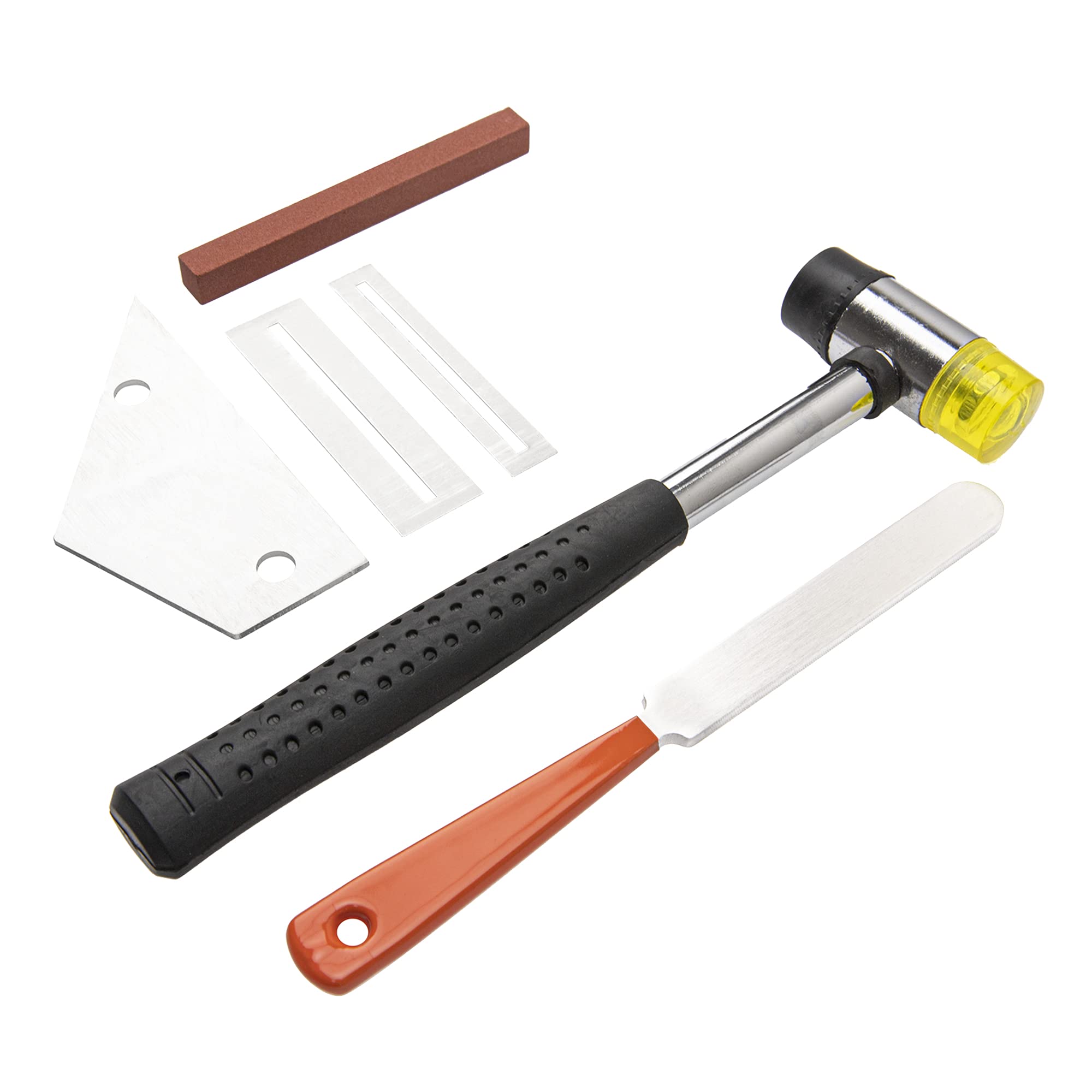 6Pcs Yootones Guitar Tool Kit Include Guitar Fret Crowning File, Double Headed Guitar Bass Fret Wire Rubber Hammer, Steel Fret R