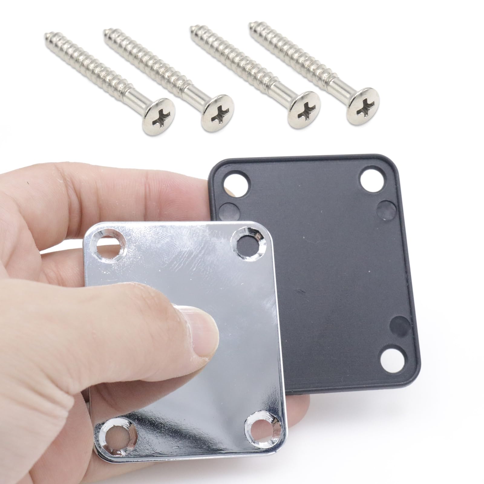 CashBeat Silver Electric Bass Guitar Neck Plate, Strengthening Joint Connecting Plate for Guitar Parts, Compatible with Fender S
