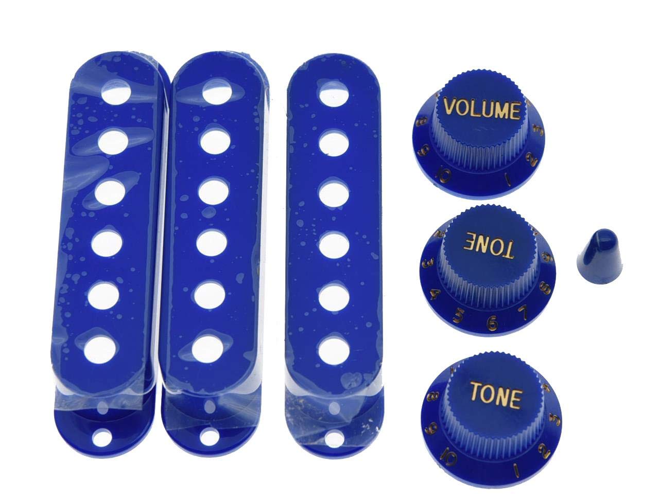Kaish Blue St Strat Pickup Covers Knobs And 5 Way Switch Tip Cap