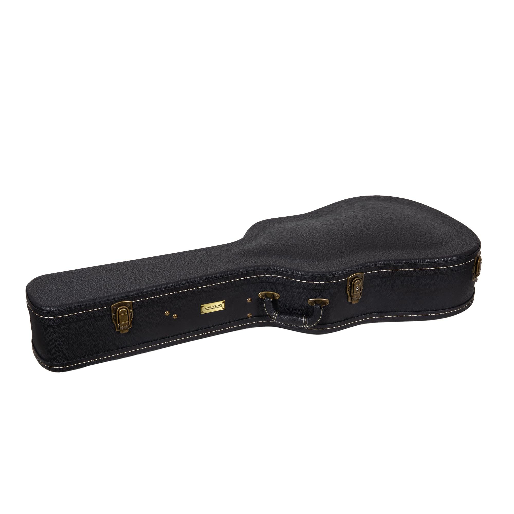 Crossrock Wooden Guitar Case -Fits OM/000-14 Fret Acoustic Guitars -Vintage Hardware, Sponge Lining, Metal Feet, Storage Space-B