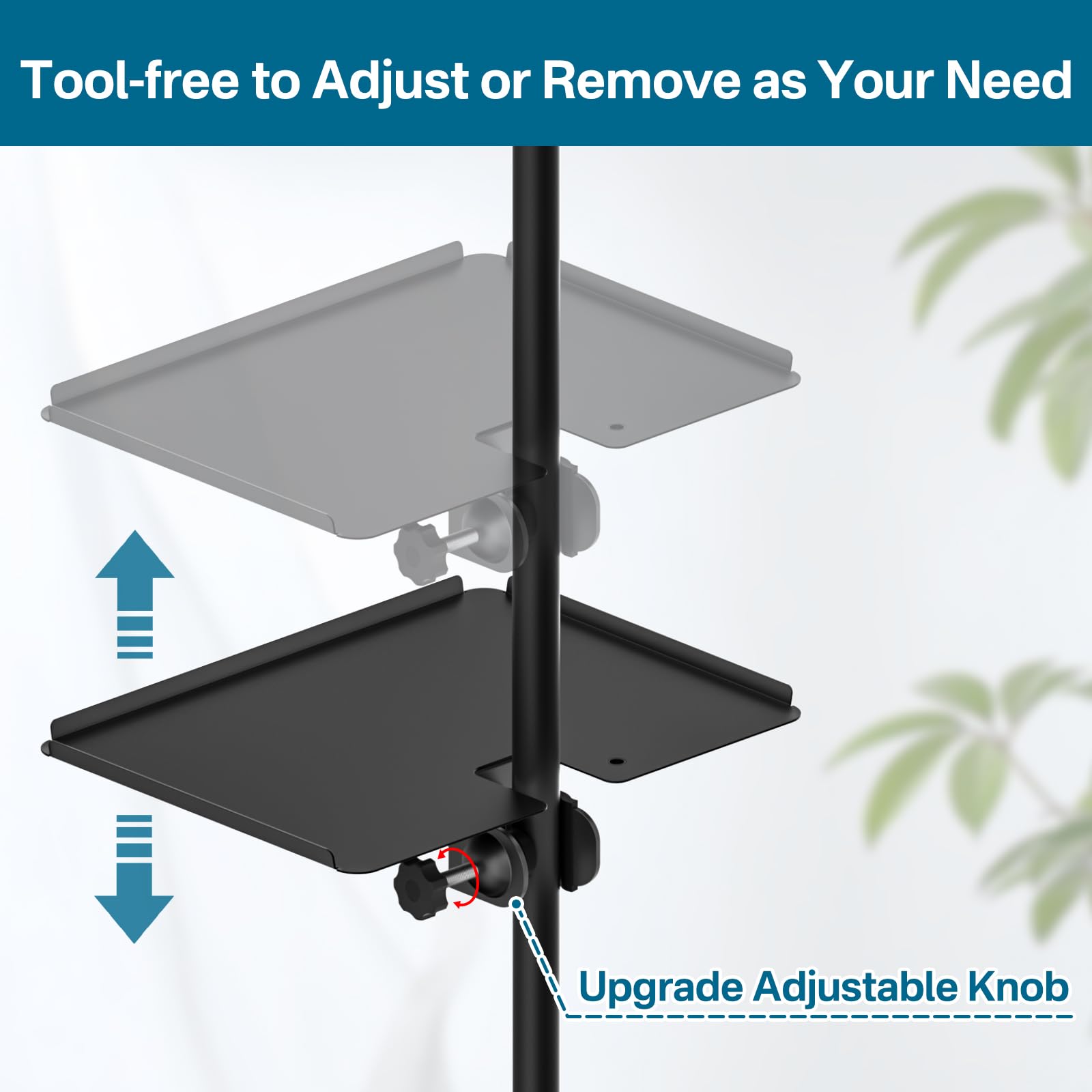 Functional Metal Microphone Stand Tray with Phone Holder - Universal Large Mic Stand Tray Shelf Clamp on Music Stand Tray Attach