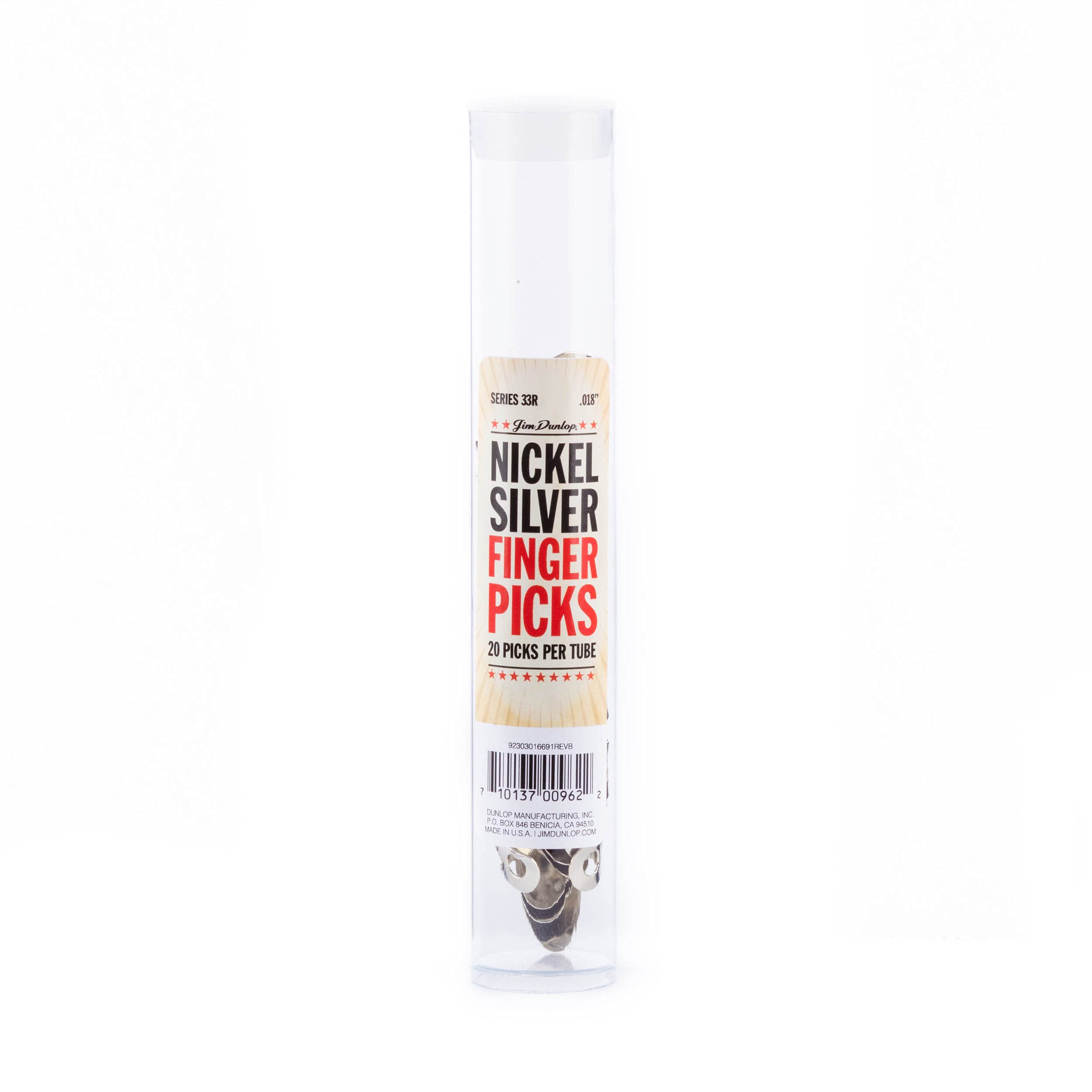 Jim Dunlop 33R18 .018 Inch Nickel Silver Finger and Thumbpicks, 20-Pack