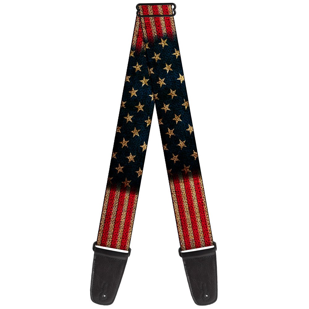 Buckle-Down Guitar Strap, Vintage Us Flag Stretch, 2 Inches Wide
