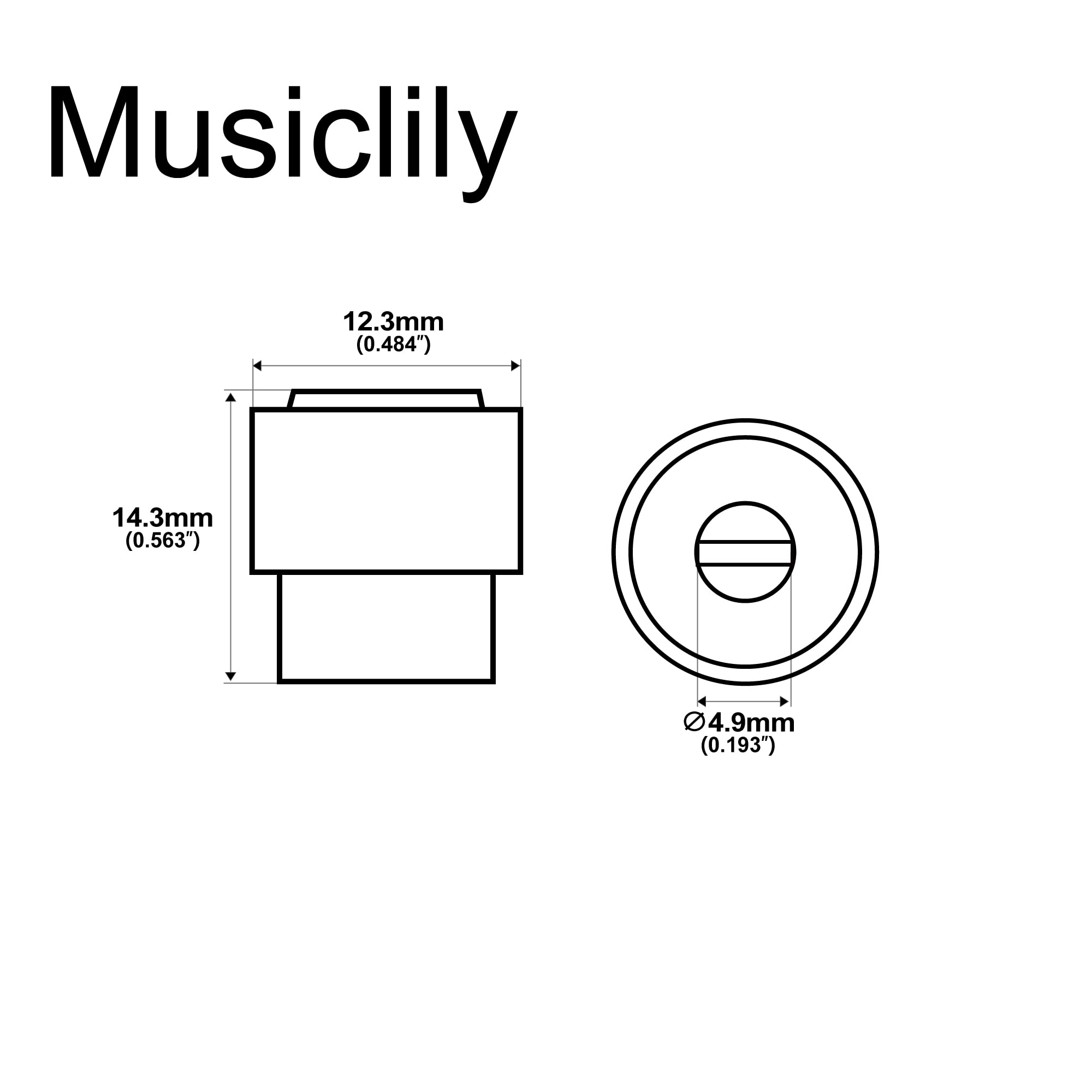 Musiclily Pro Inch Size Guitar Telecaster Barrel Switch Tips 3-Way Pickup Selector Switch Knobs for USA Fender Tele Style, Black