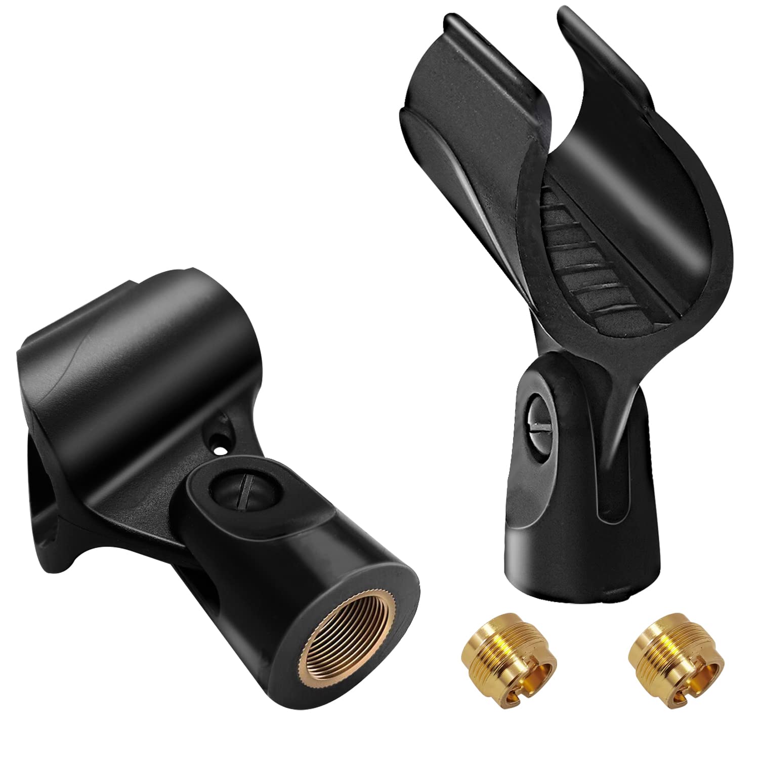 Mictop Universal Microphone Clip Holder, Comes with 5/8 Male to 3/8 Female Screw Adapter Suitable for Handheld Microphones, 2-Pa
