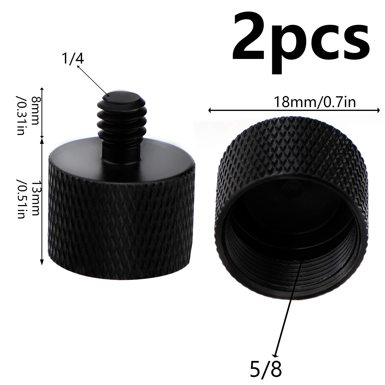 SAVITA 2pcs Mic Foot Adapter Screw Thread Adapter 5/8 to 1/4 Tripod Screw Adapter for Camera Monitor Microphone Stand