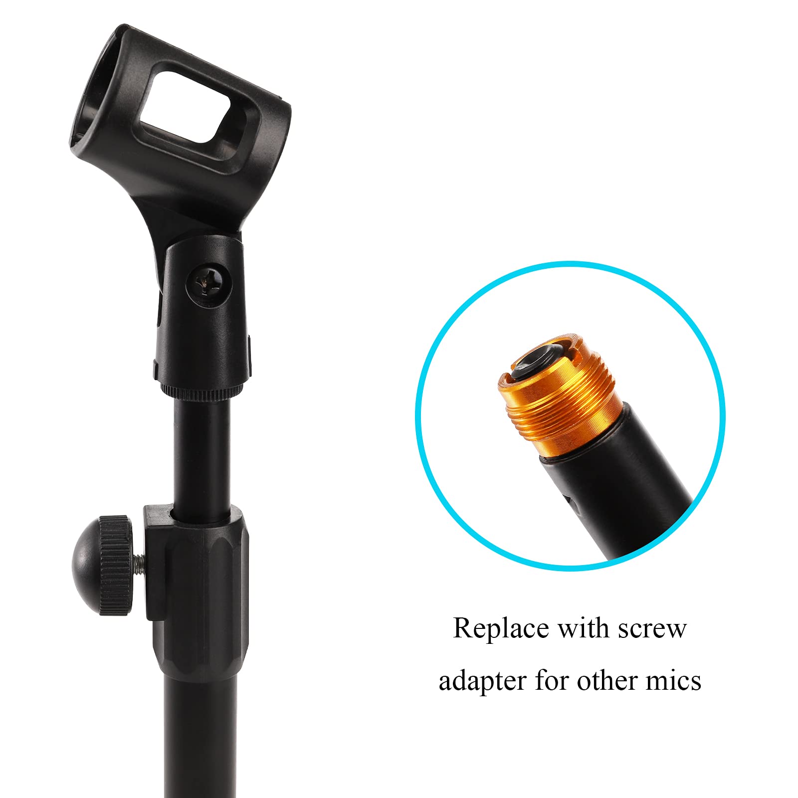 YOUEON 2 Pack Desktop Mic Stand with Mic Clip, Adjustable Microphone Stand Table Mic Stand for Snowball, Spark, Other Microphone