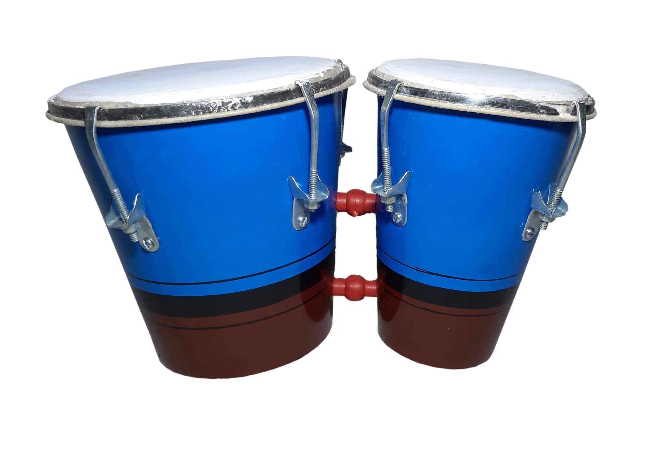 Gt Manufacturers Professional Two Piece Hand Made Wooden Bango Drum (Blue & Brown)