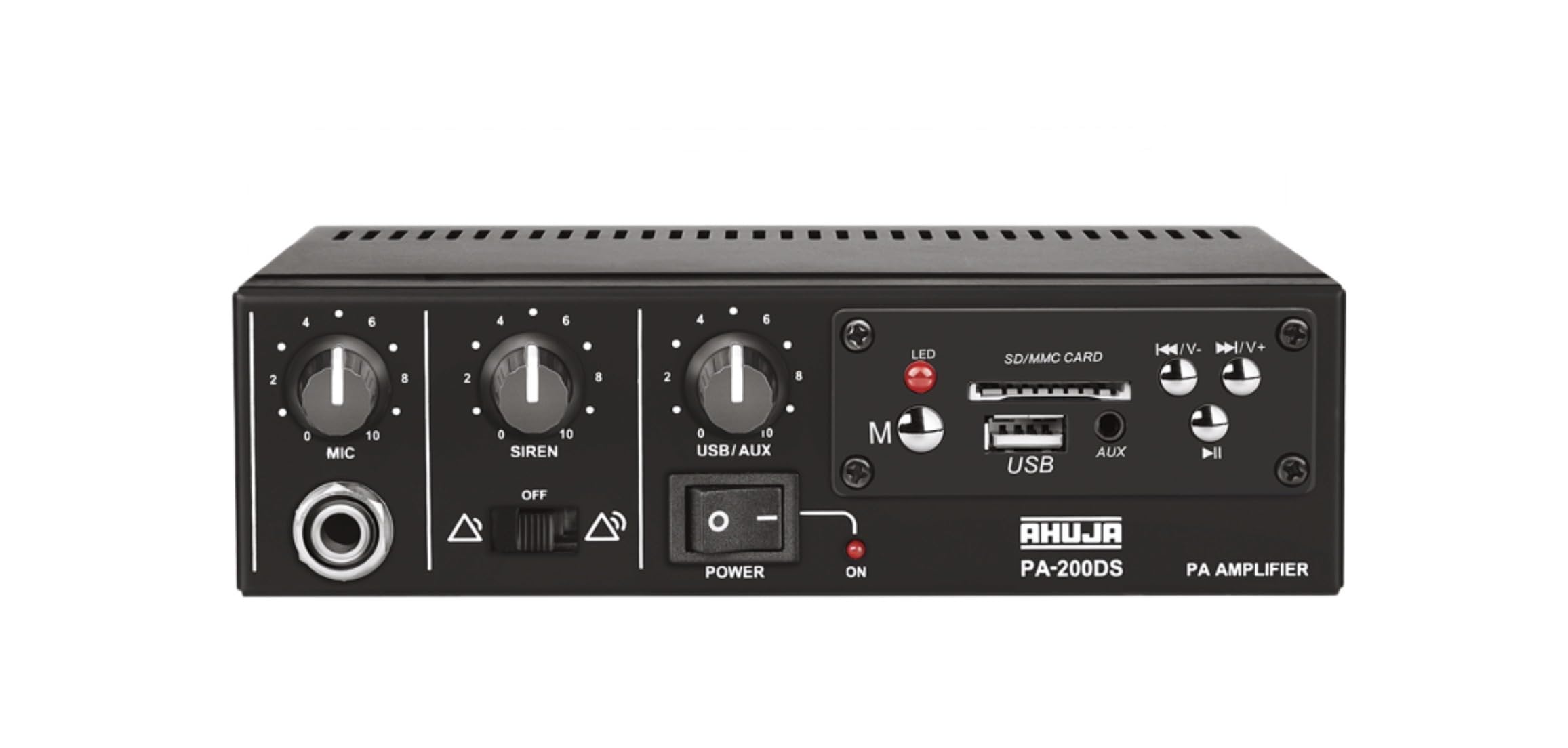 Ahuja PA-200DS Compact, 20W RMS Mobile Public Address (PA) Mixer Amplifier with Built-in MP3 Player with USB/SD Card Support by 