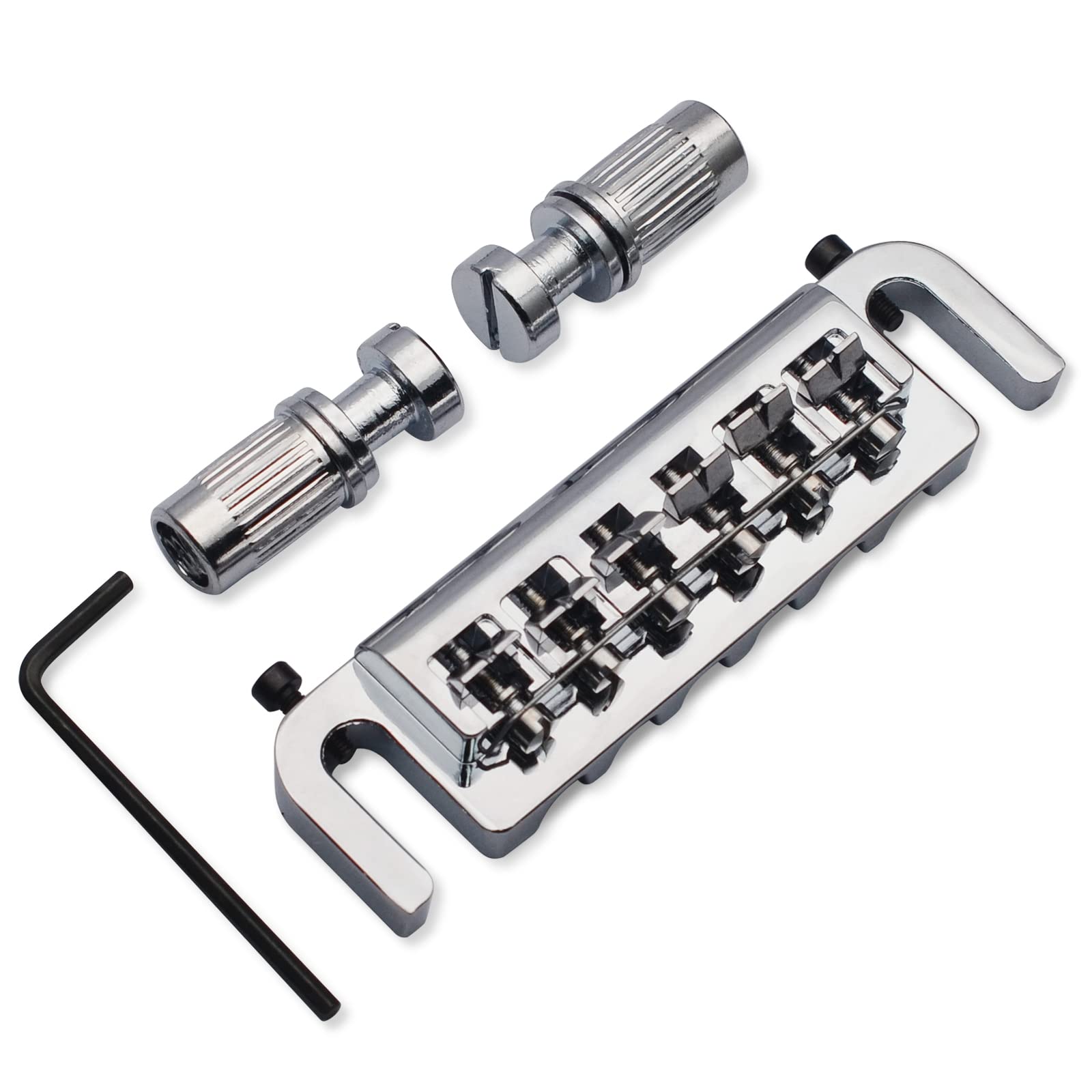 Saphue Wraparound Bridge Tailpiece Intonatable Combo Bridge Tailpiece For Solid-Body Electric Guitar (Chrome)