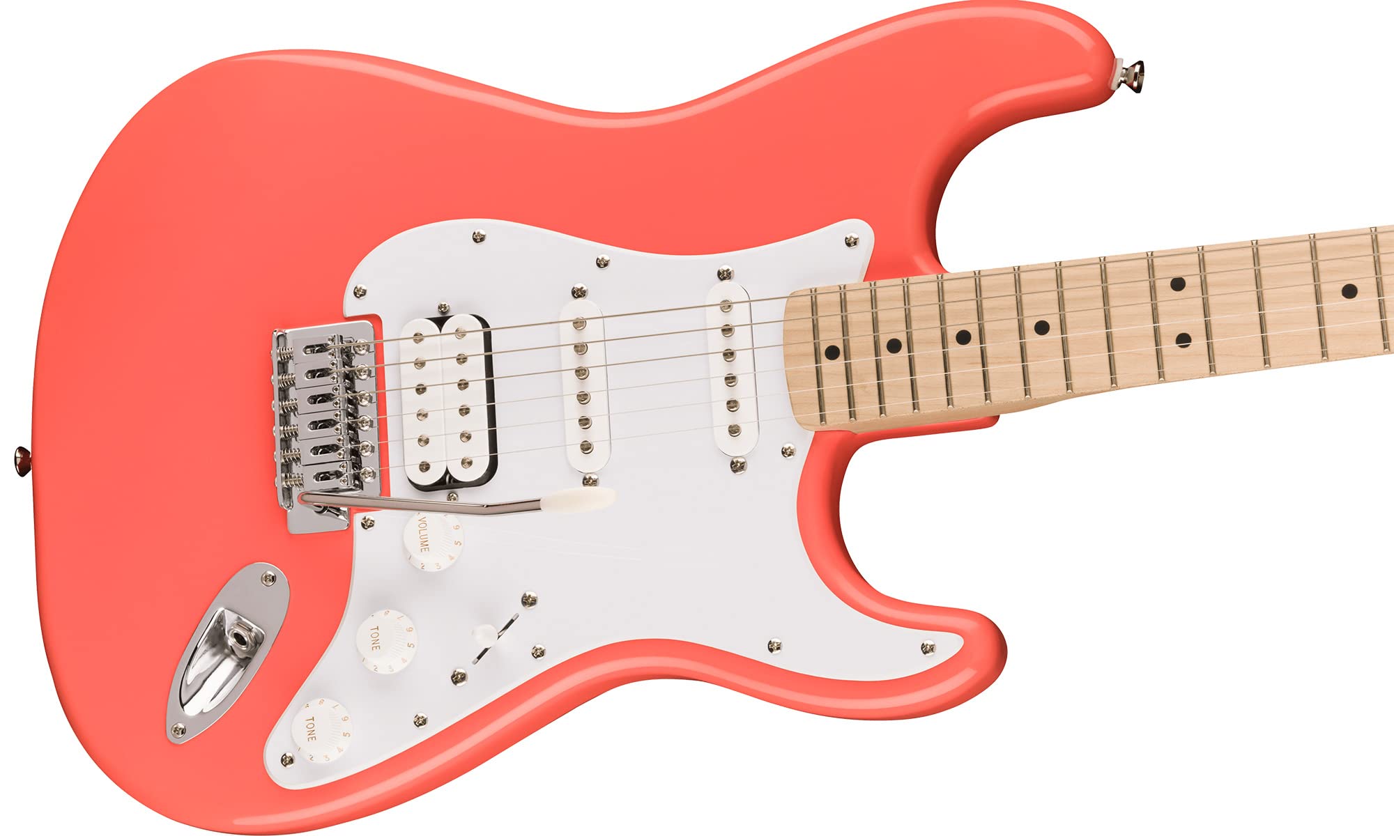 Fender Squier Sonic Stratocaster HSS - Tahititan Coral Bundle with Tuner, Strap, Picks, and Austin Bazaar Guitar DVD