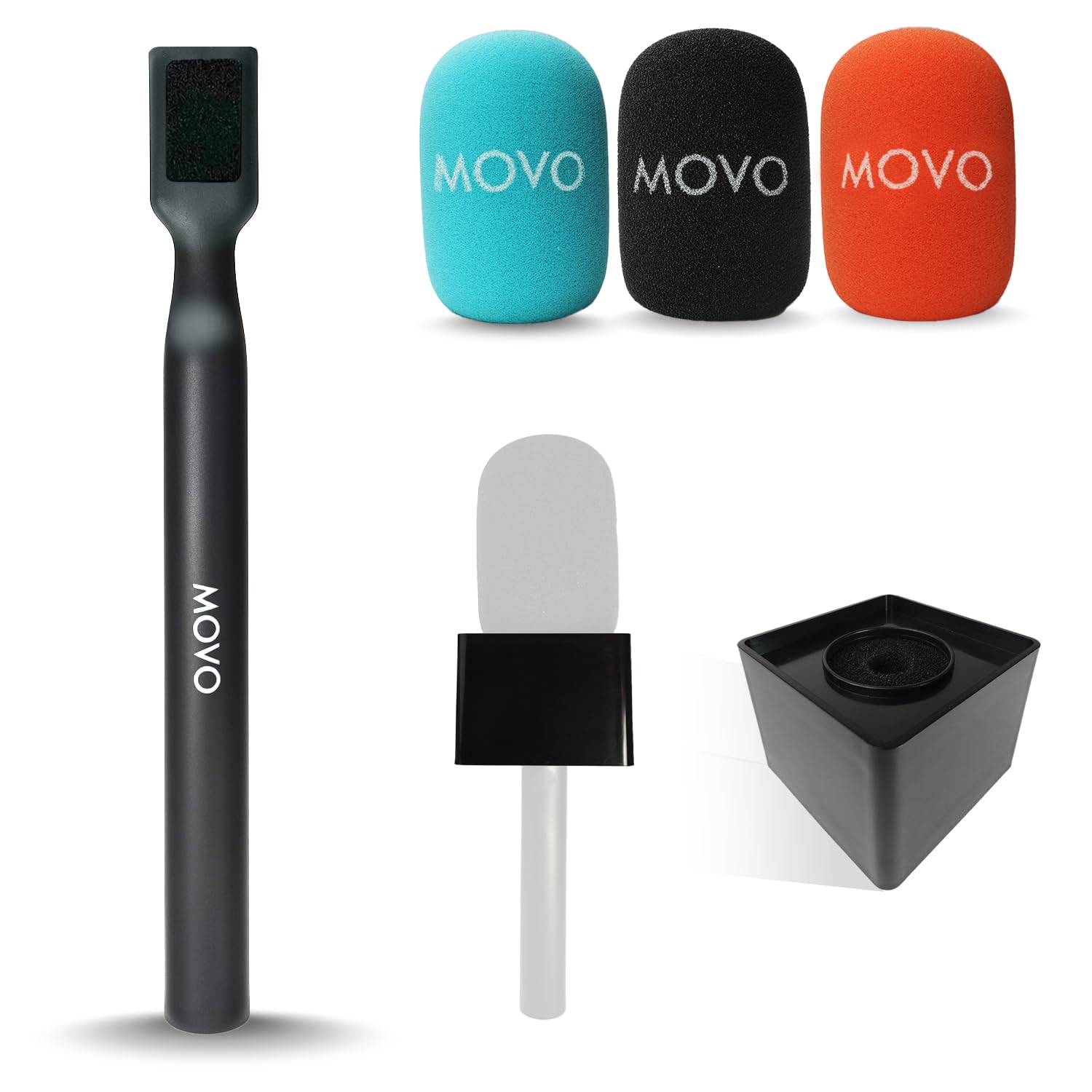 Movo Wmx-Hm Wireless Interview Microphone Adapter W/Mic Flag - Compatible With Dji Mic, Rode Wireless Go, Hollyland Lark, And Mo