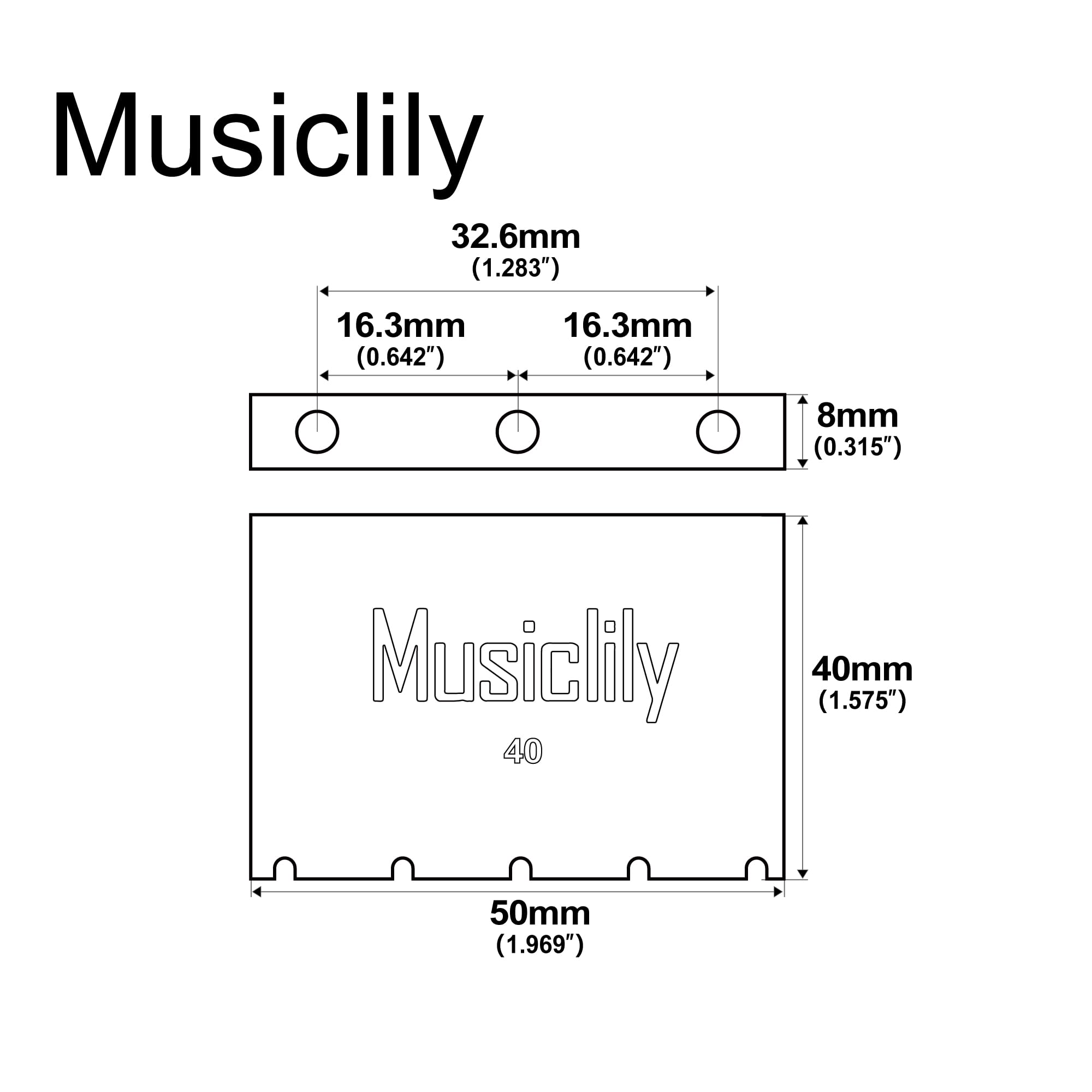 Musiclily Ultra Solid Brass Tremolo Block for Gotoh GE1996T Floyd Rose Style Locking Tremolo Bridge Electric Guitar, 40mm Tall