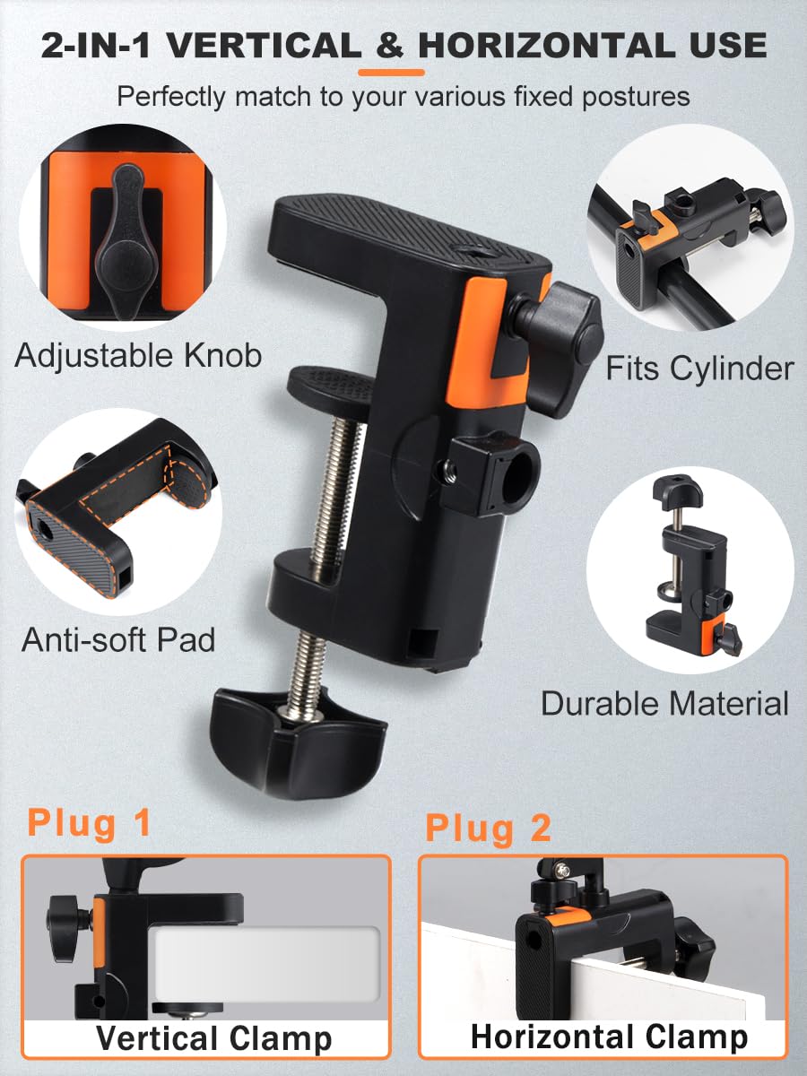 Mictop Microphone Boom Arm Mic Stand, Adjustable Suspension Boom Scissor Arm Stand with Mic Clip Holder and Heavy Duty Clamp for